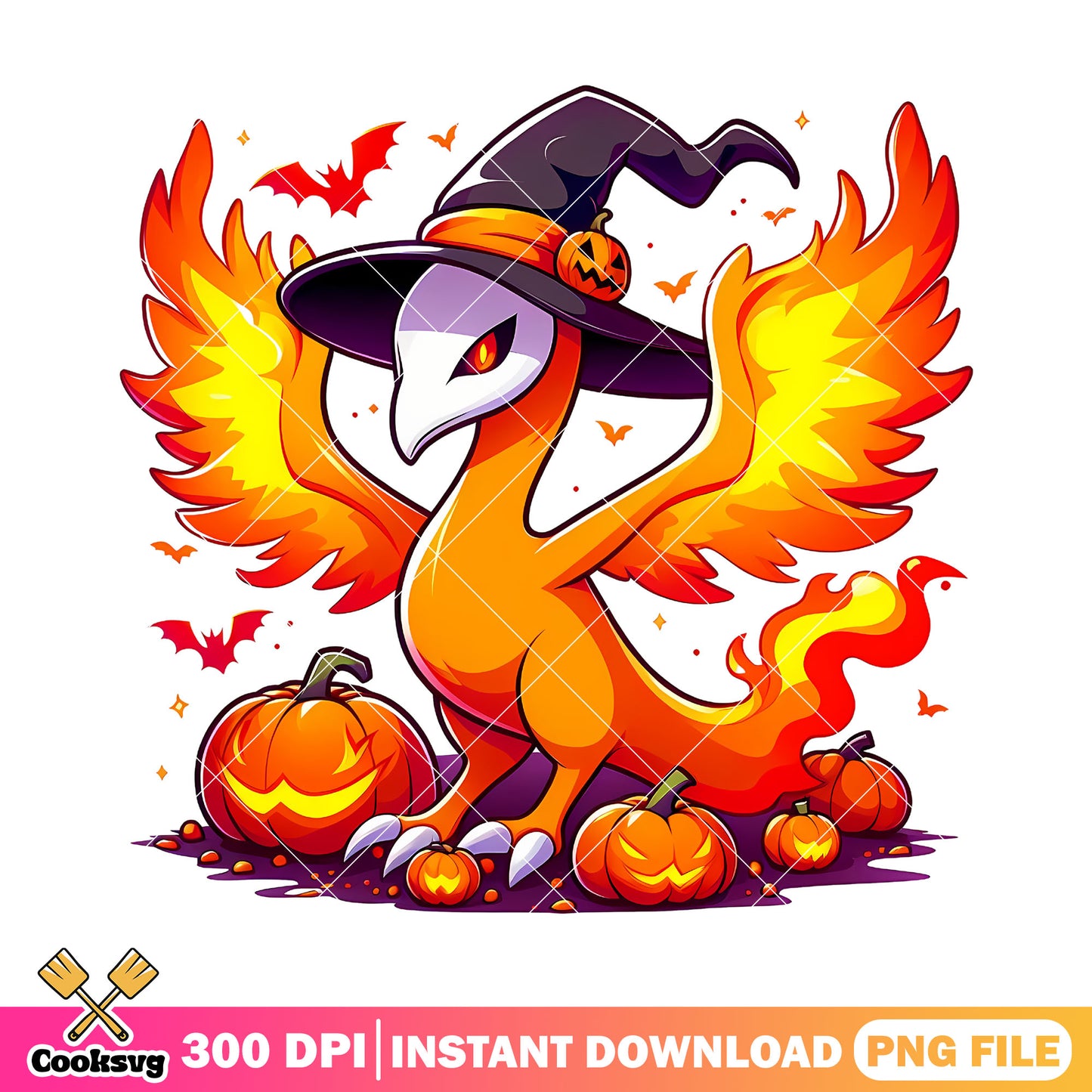 Moltres pumpkin fire png, halloween spirit png, pokemon movie png