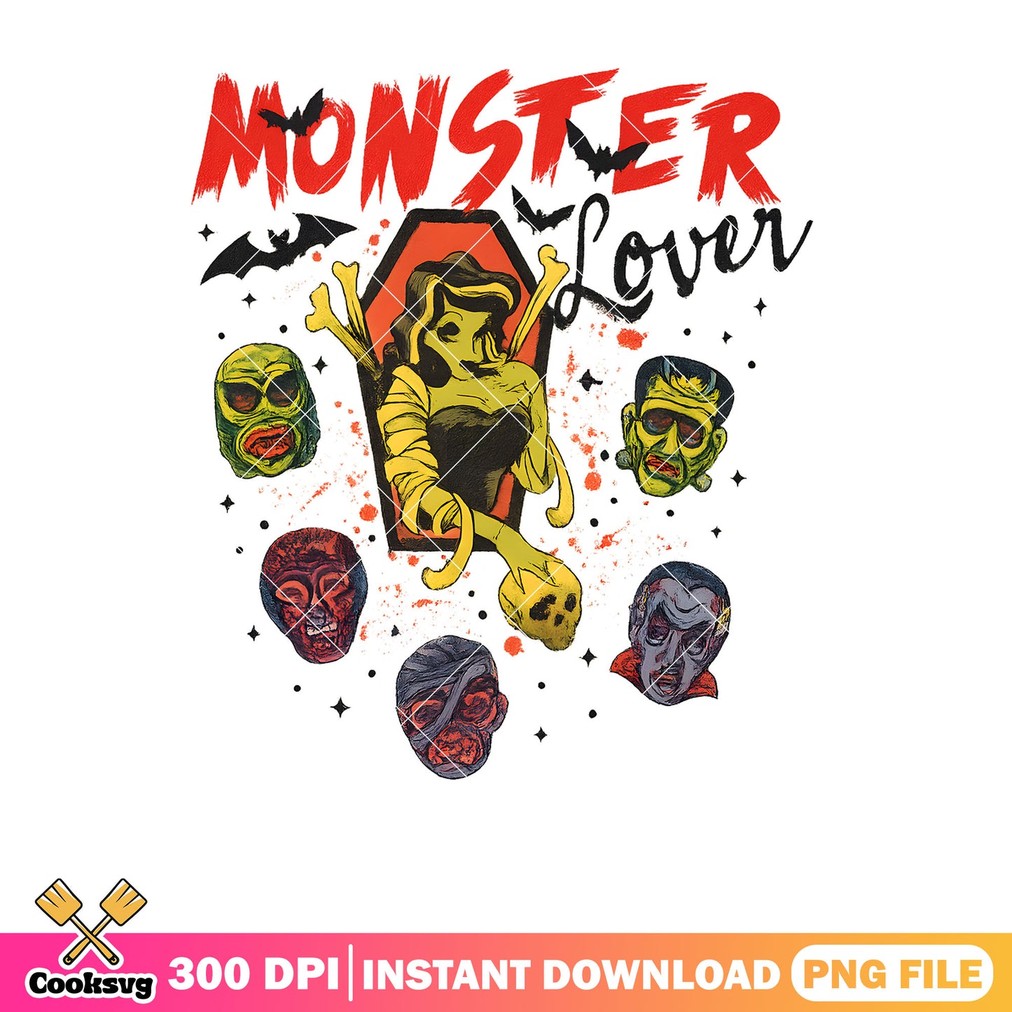 Monster lover horror png, halloween monster png, love halloween png