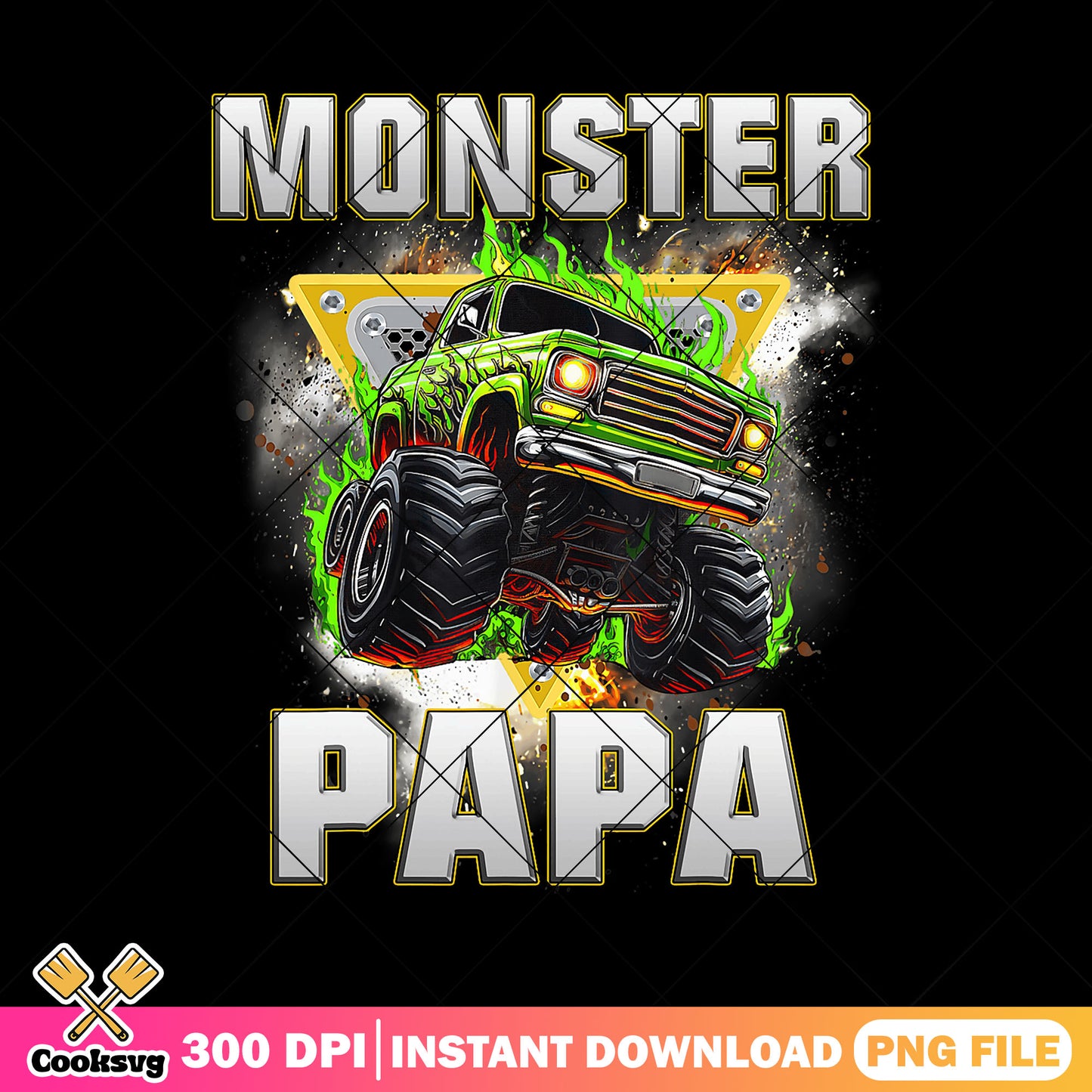 Monster papa png, racing trucks png, funny dad png, fathers day png