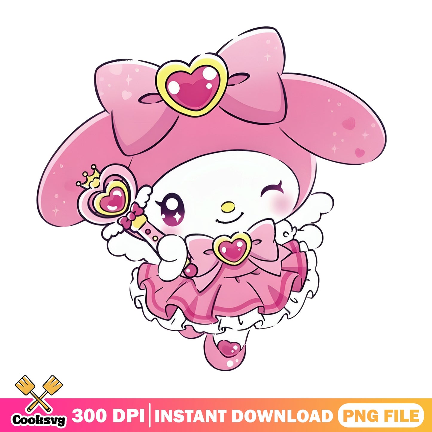 My Melody Magic Wand PNG, Sanrio Cute PNG, My Melody PNG