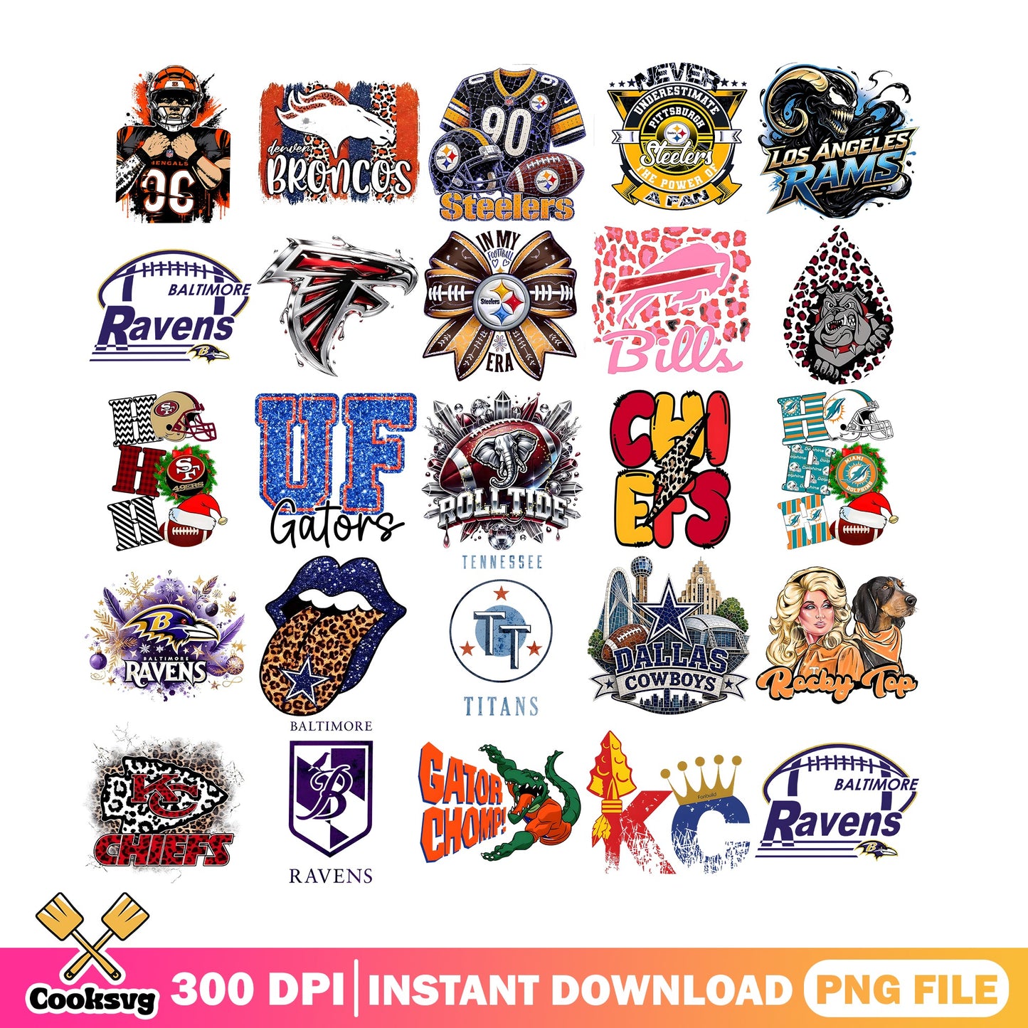 NFL Teams Bundle PNG, Football Teams Clipart, Sports PNG