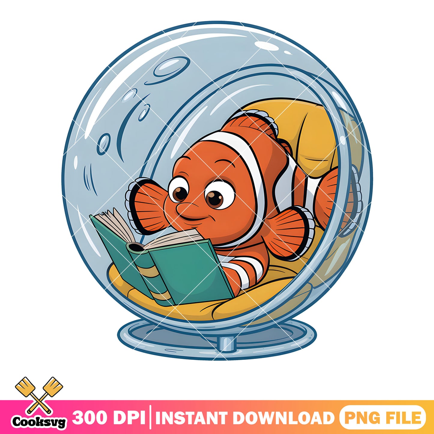 Nemo crystal chair disney png, disney vibes png, clownfish nemo png