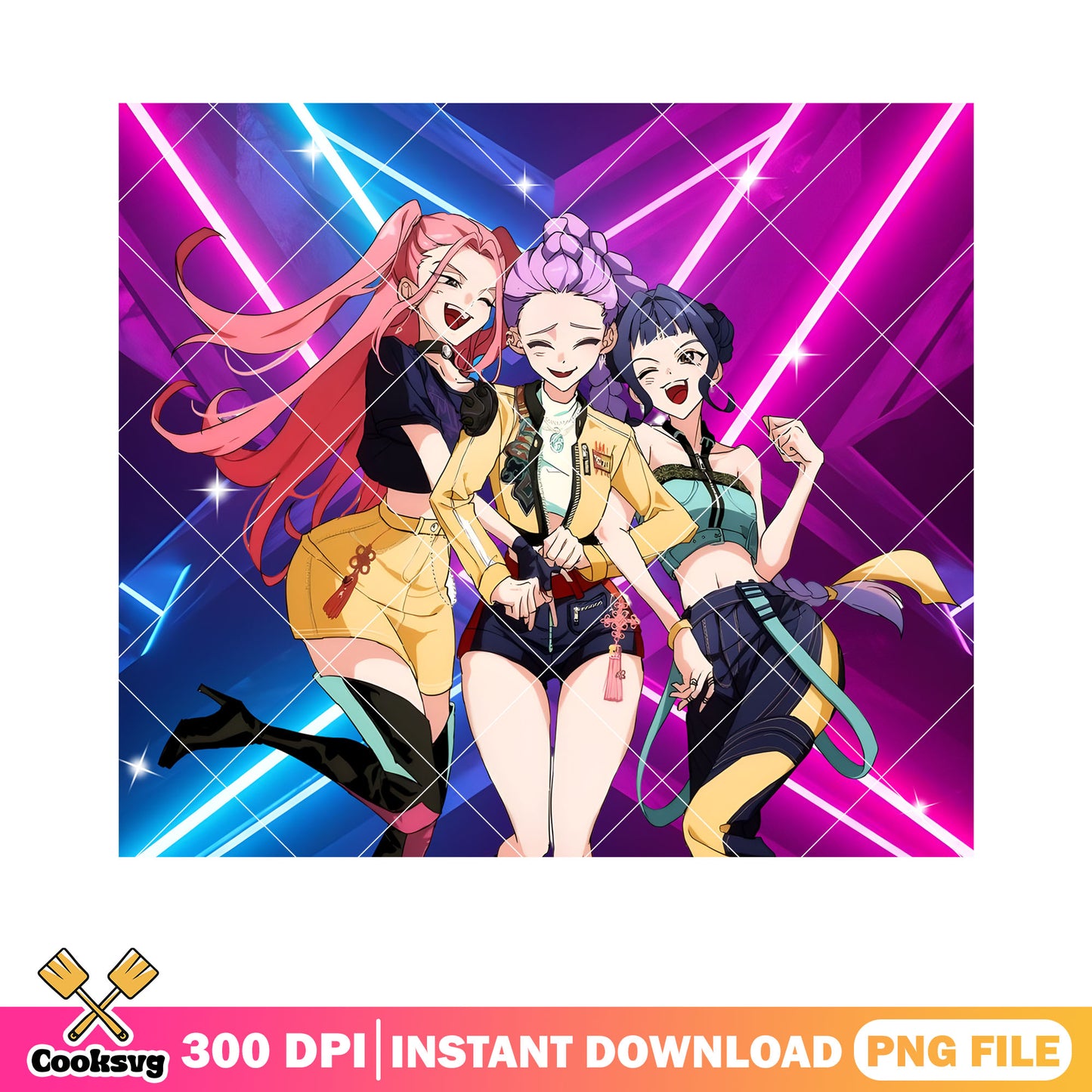 Neon stage huntrix kpop png, kpop huntrix poster png, anime png