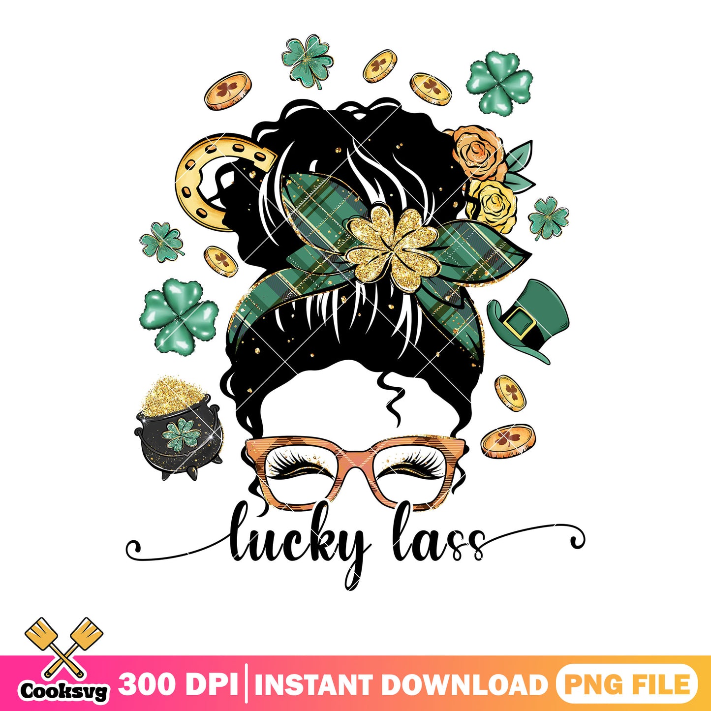 Nerd lucky glass png, saint patrick day png, lucky vibes png