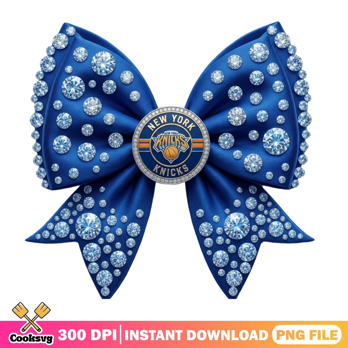 New York Knicks Bow PNG, Knicks Rhinestone, NBA Bow PNG