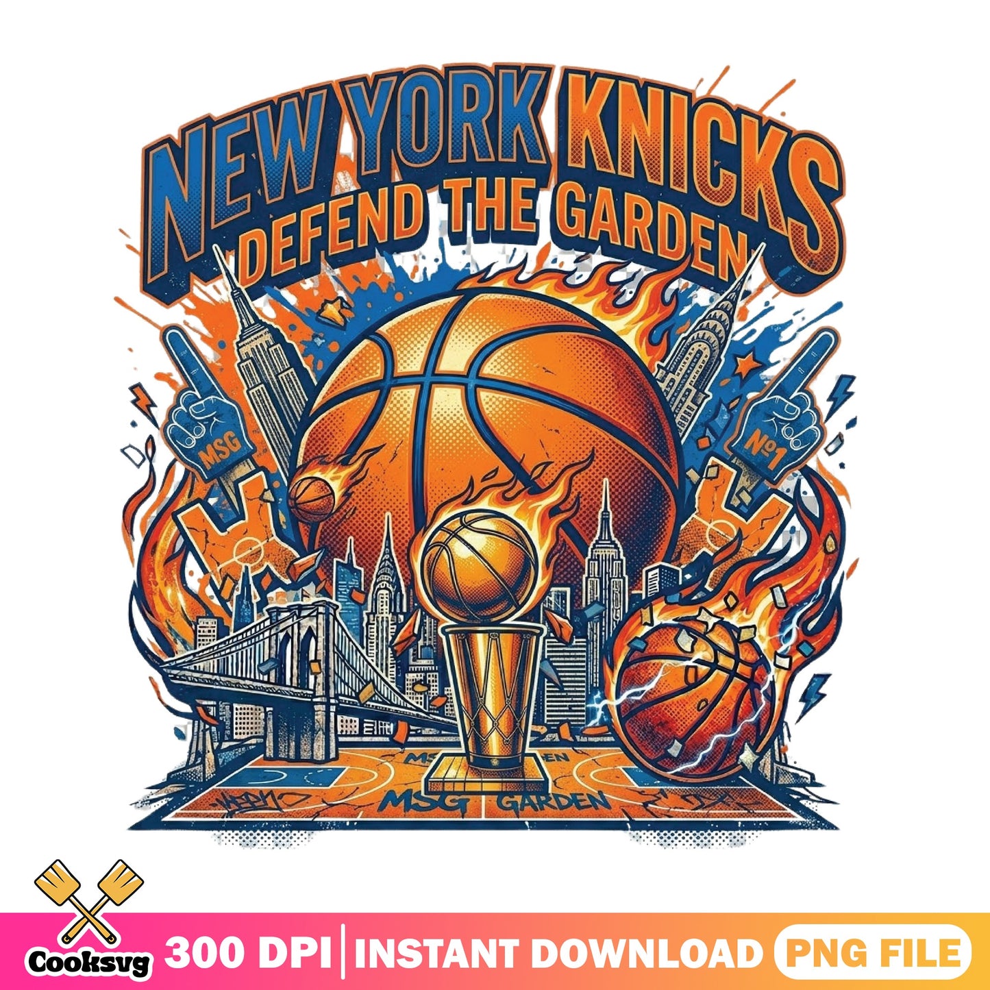 New York Knicks Defend The Garden PNG, NBA Basketball PNG, Knicks Fan PNG