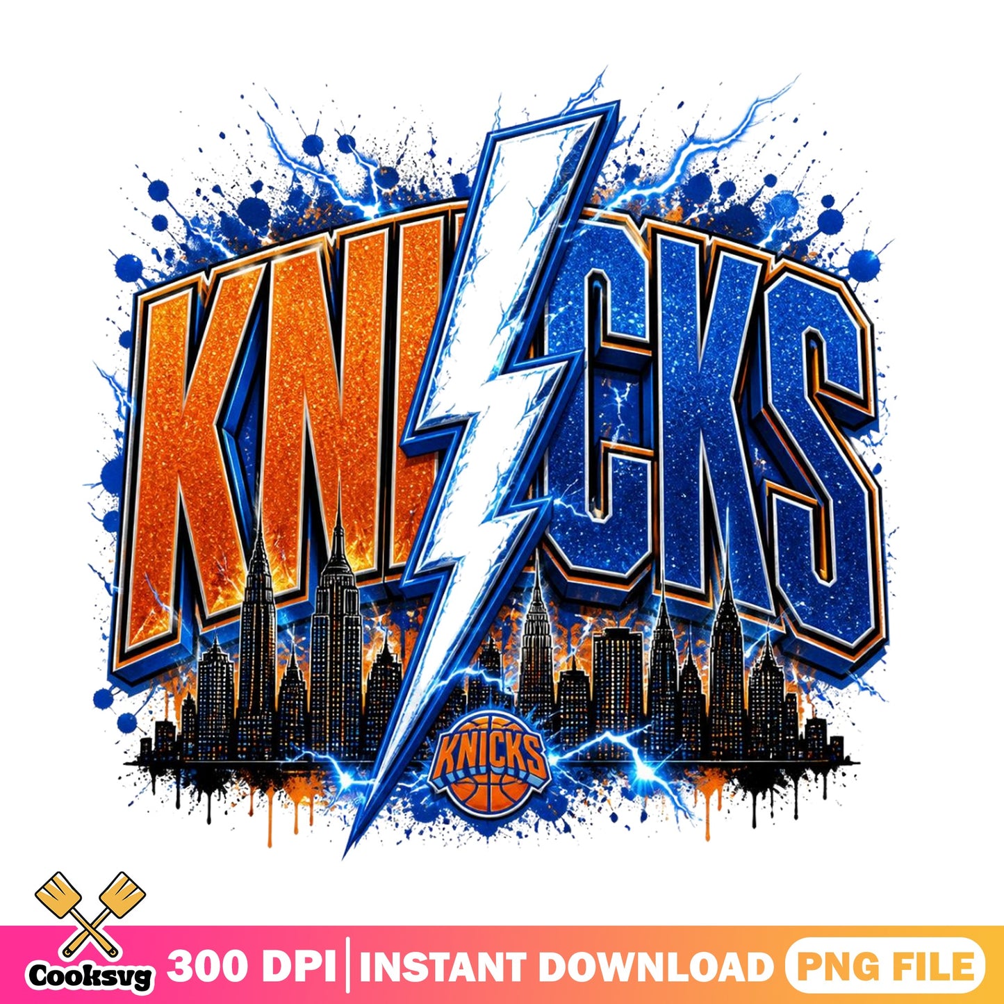 New York Knicks Lightning PNG, NBA Basketball PNG, Knicks Fan PNG