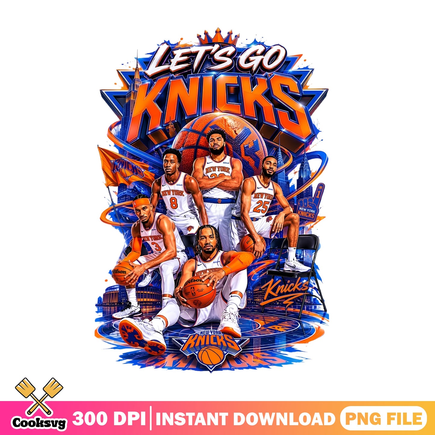 New York Knicks PNG, Let's Go Knicks Basketball, NBA PNG