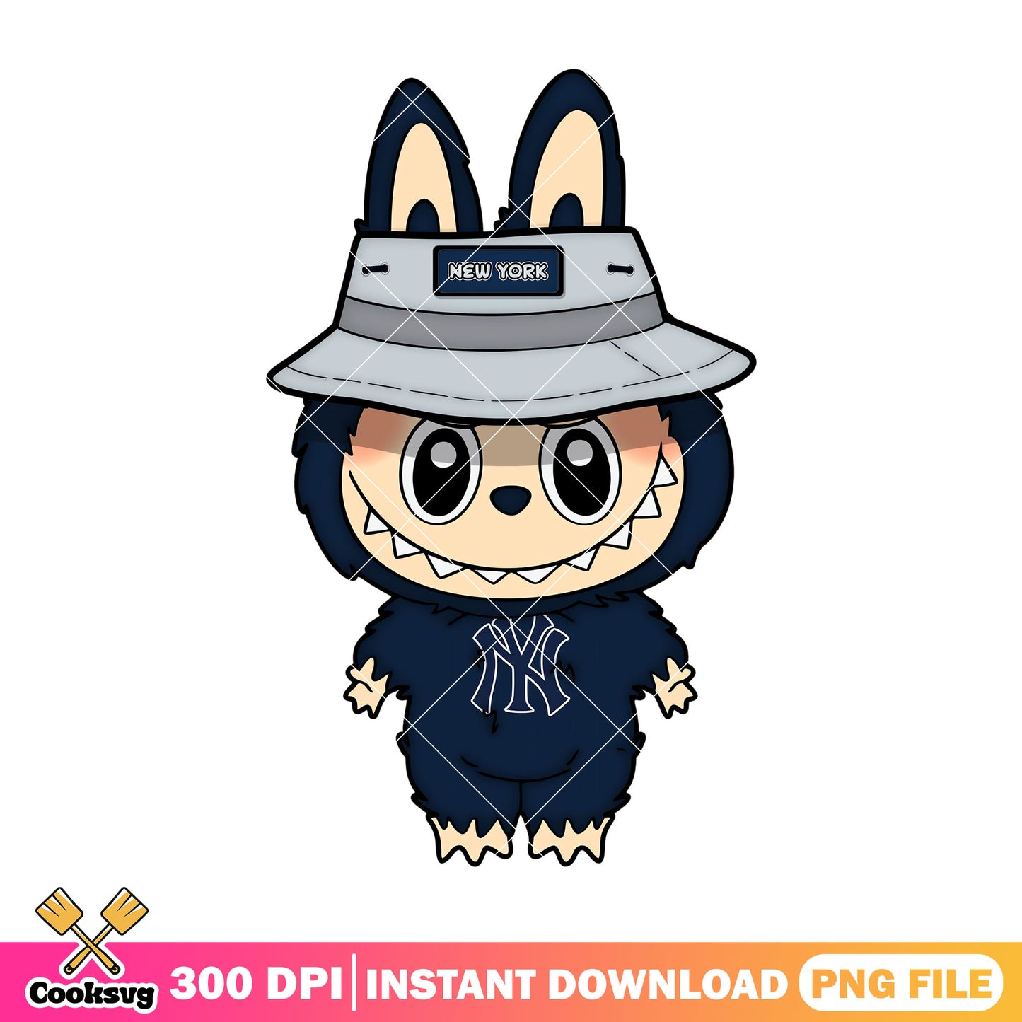 New york labubu baseball png, labubu art png, labubu happy png
