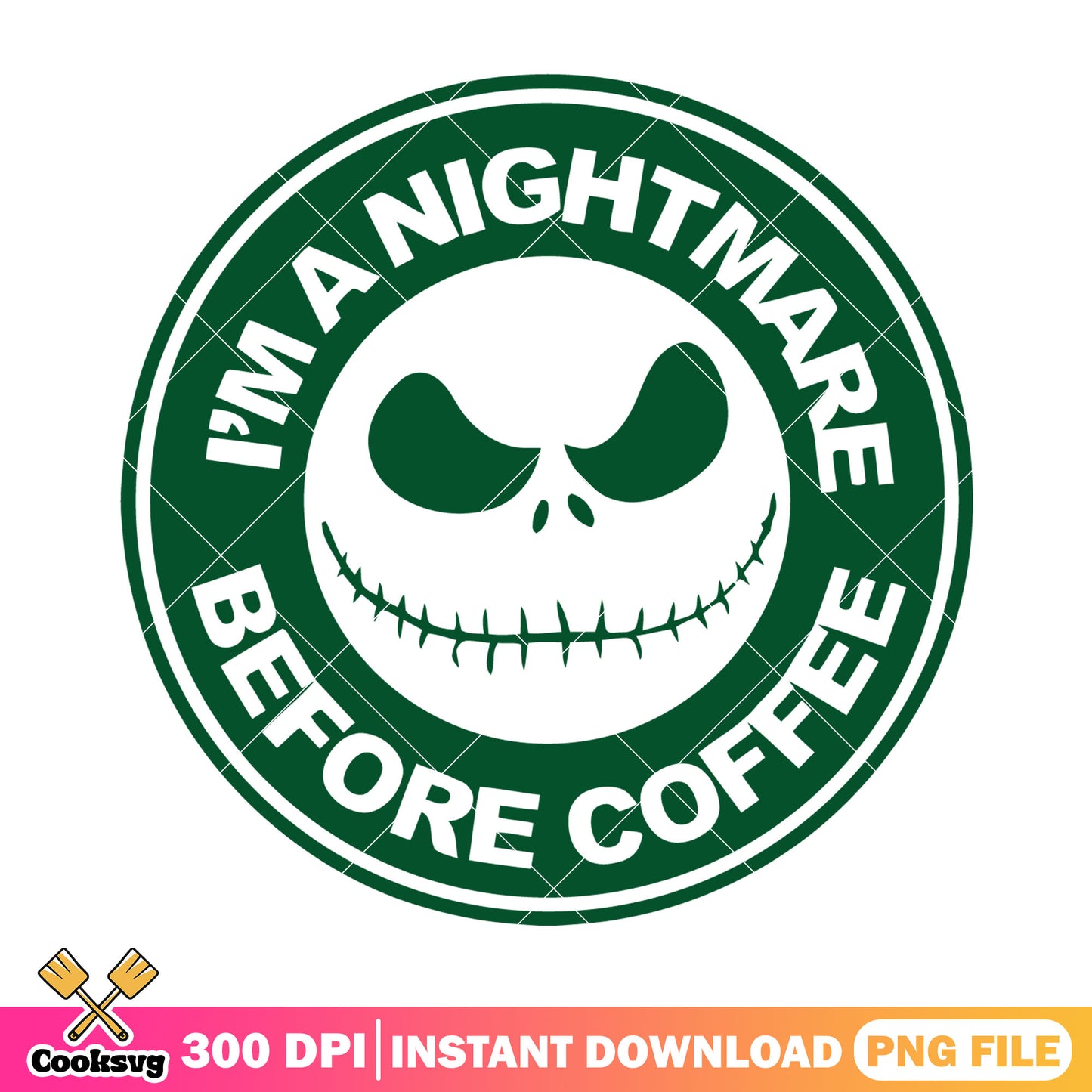 Nightmare before coffee png, happy halloween png, green logo png