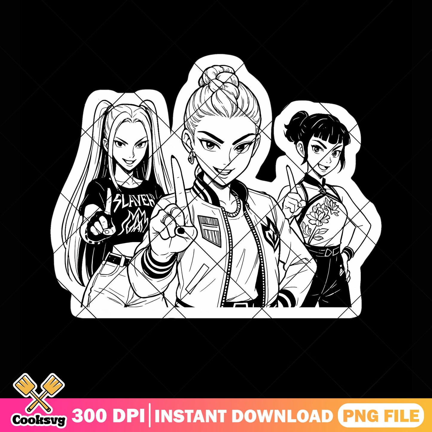 No color sticker huntrix png, huntrix movie png, kpop movie png