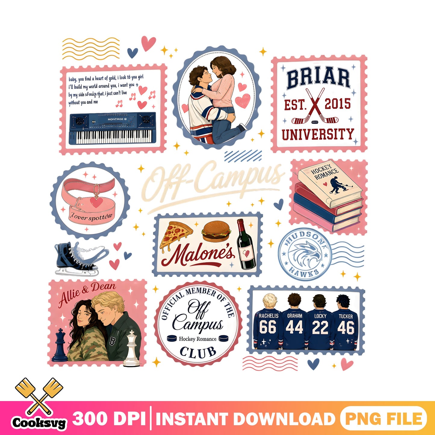 Off Campus Hockey Romance PNG Bundle, Briar University PNG, BookTok PNG