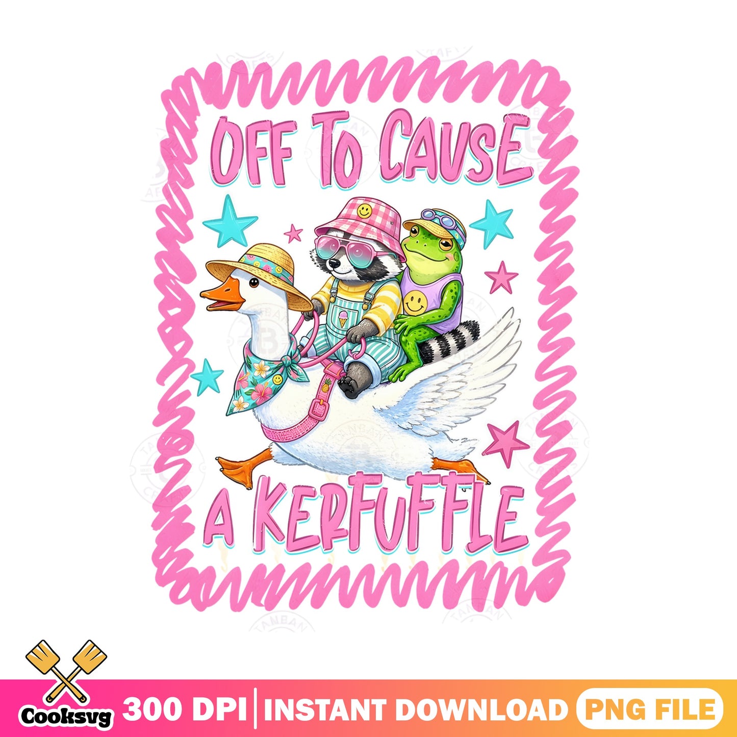 Off To Cause A Kerfuffle PNG, Funny Frog Raccoon, Goose PNG