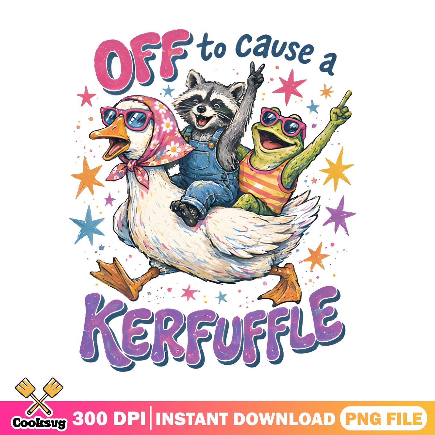 Off To Cause A Kerfuffle PNG, Raccoon Frog Duck PNG, Funny Animal PNG