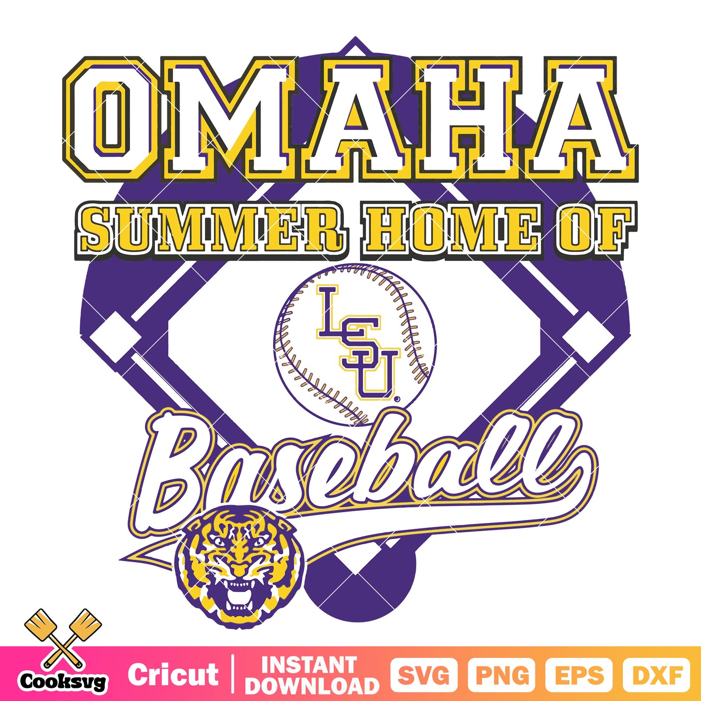 Omaha summer home of baseball svg, ncaa champions svg, lsu tigers svg