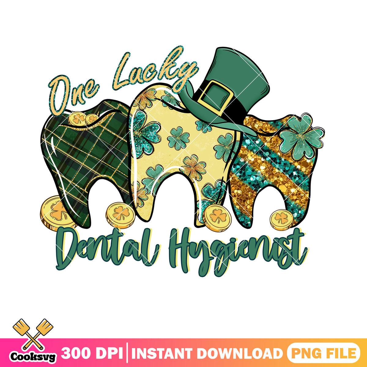 One lucky dental hygiebist png, four leaf clover png, st patricks png