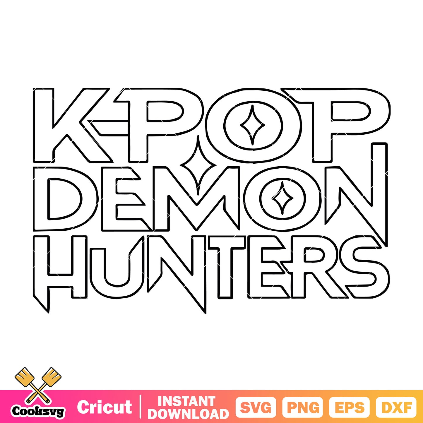 Outline kpop hunters svg, kpop netflix svg, kpop demon hunters svg