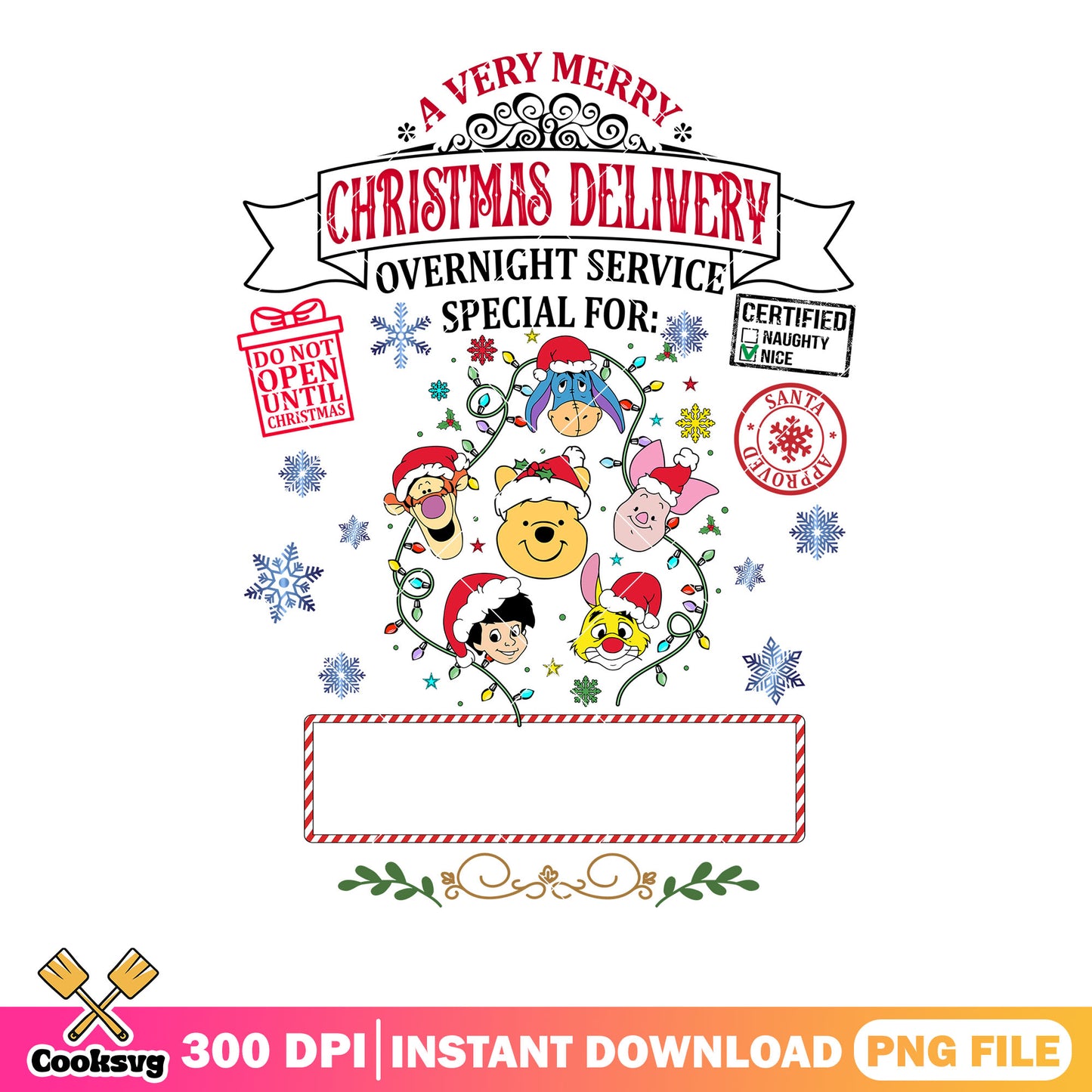 Overnight service special png, christmas vibes png, winnie the pooh png