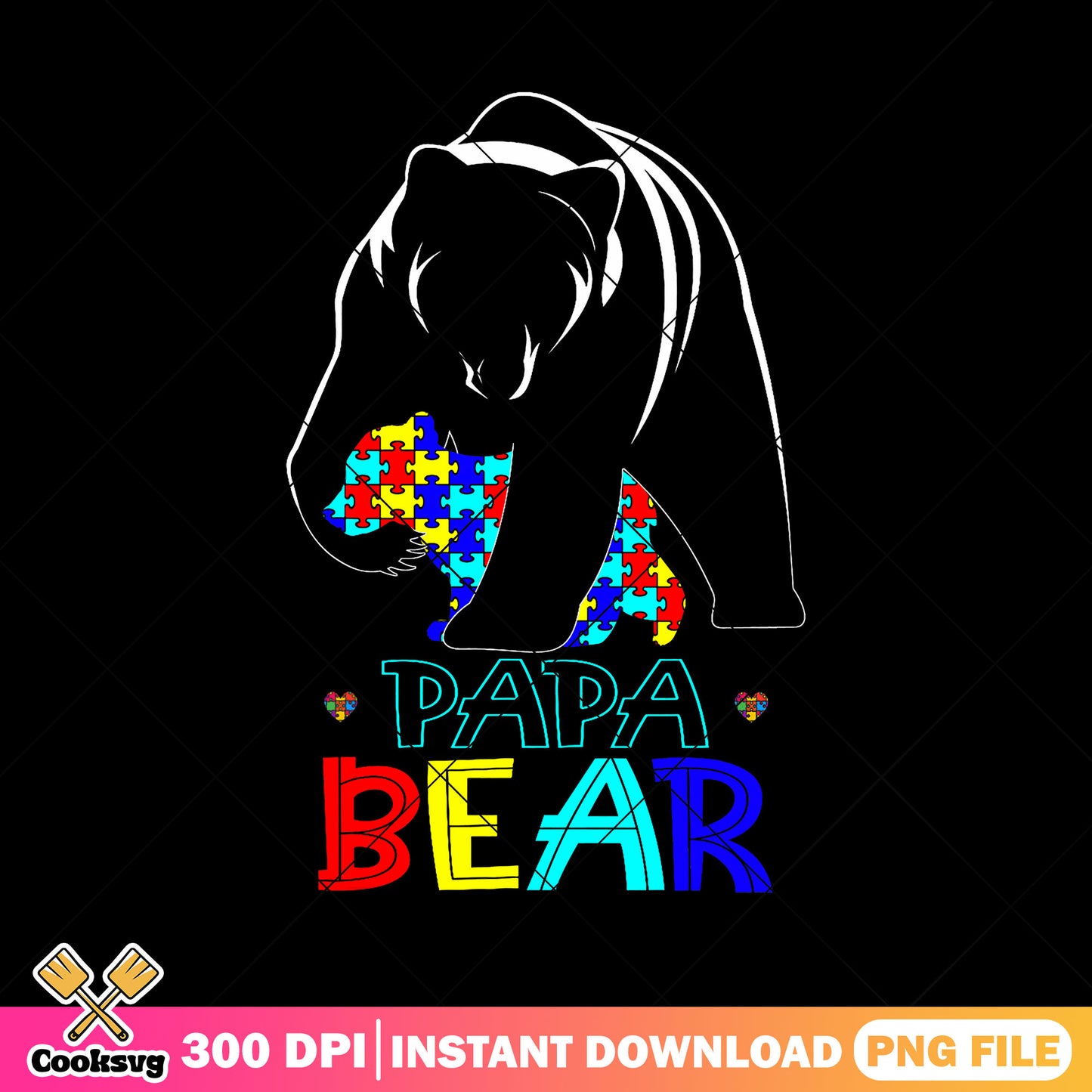 Papa bear autism png, fathers day png, autism awareness png