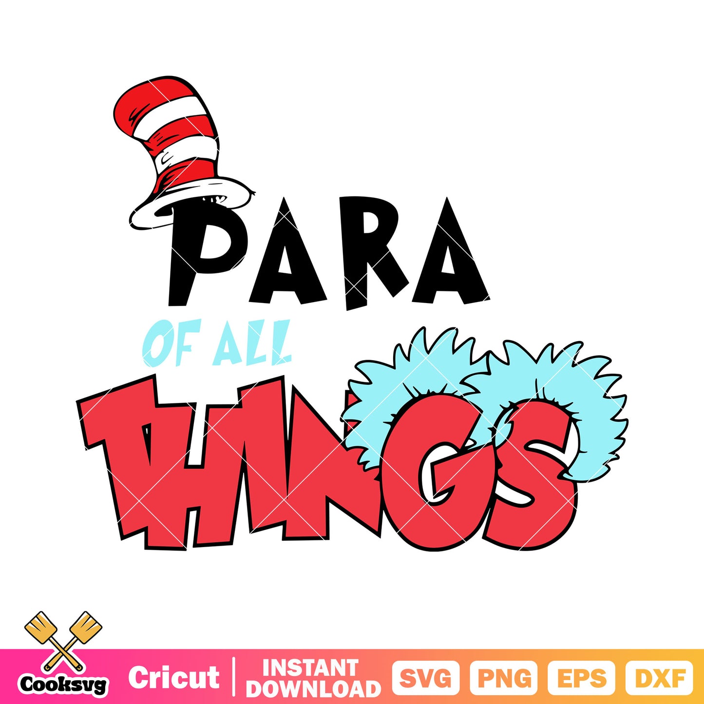 Para of all things svg, red and white striped top hat svg