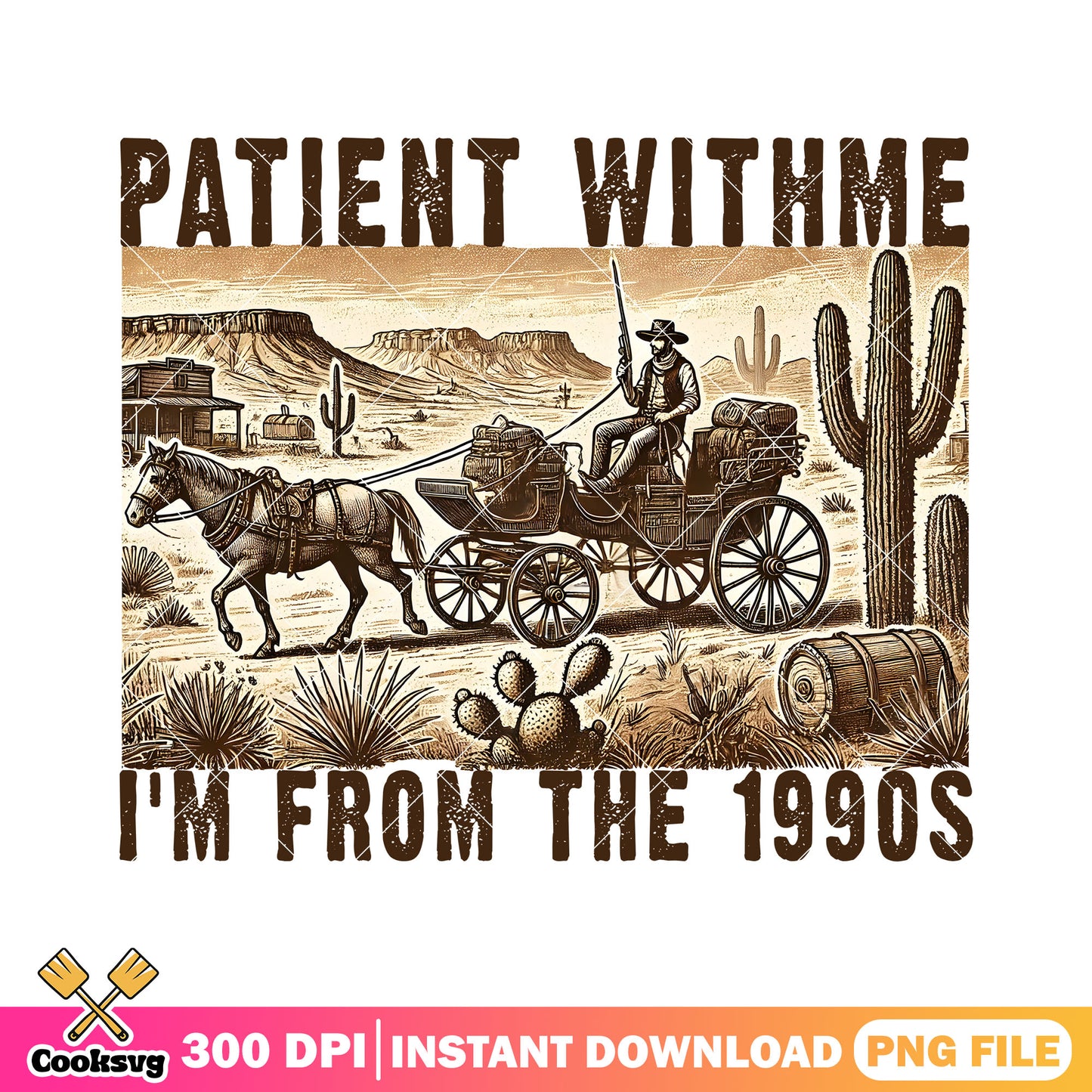 Patient with me 1990s png, vintage air png, cowboy lacal png