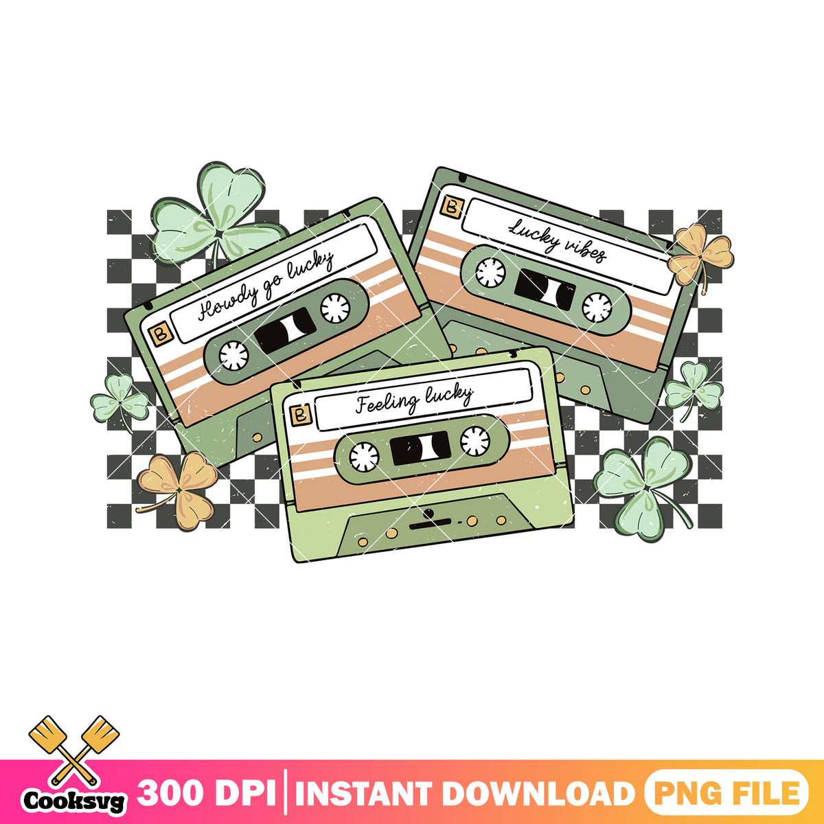 Patrick clover cassette png, lucky cassette png, patricks season png