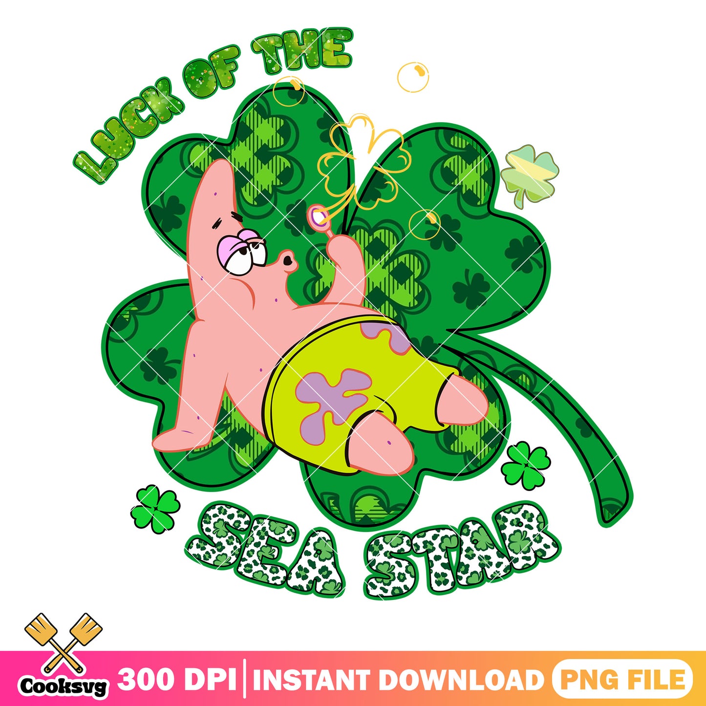 Patrick luck of the sea star png, spongebob st patrick's day png