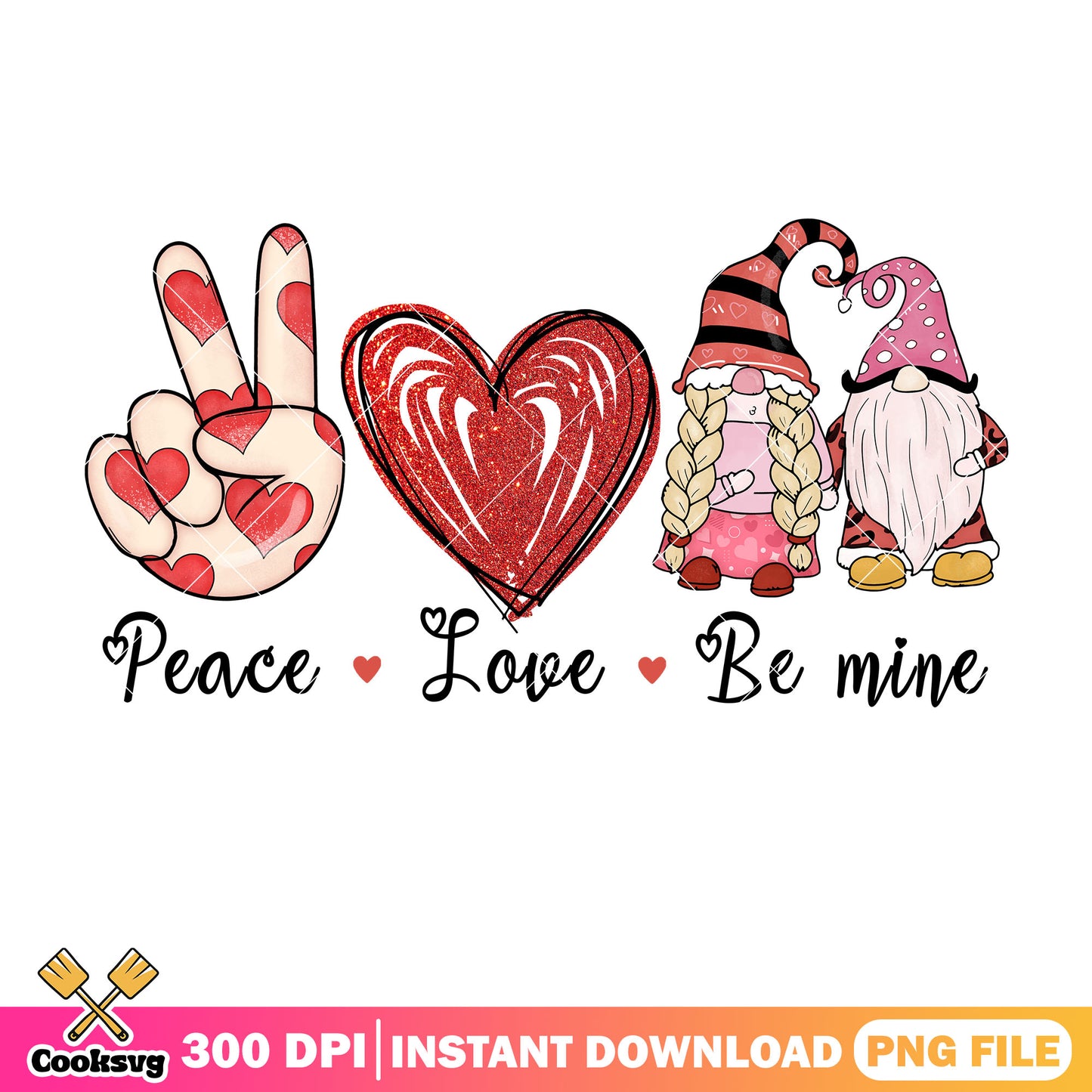 Peace love be mine gnome valentine png, gnome valentine png