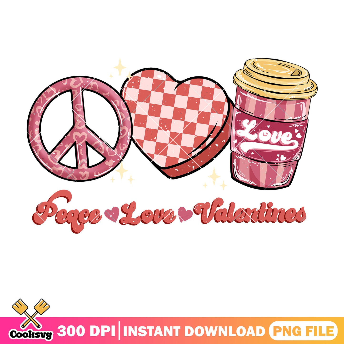 Peace love pink valentine png file, peace love valentine png