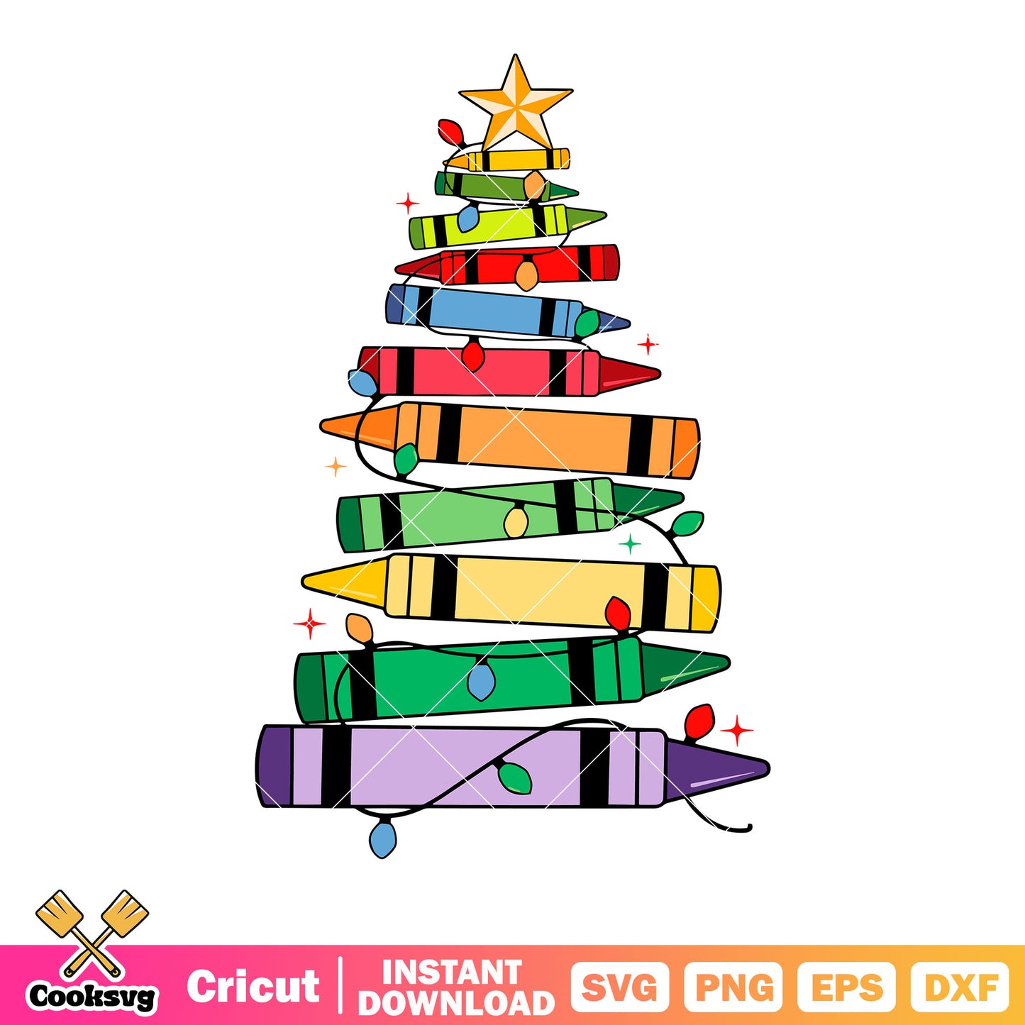 Pencil christmas tree svg, string lines svg, christmas star svg