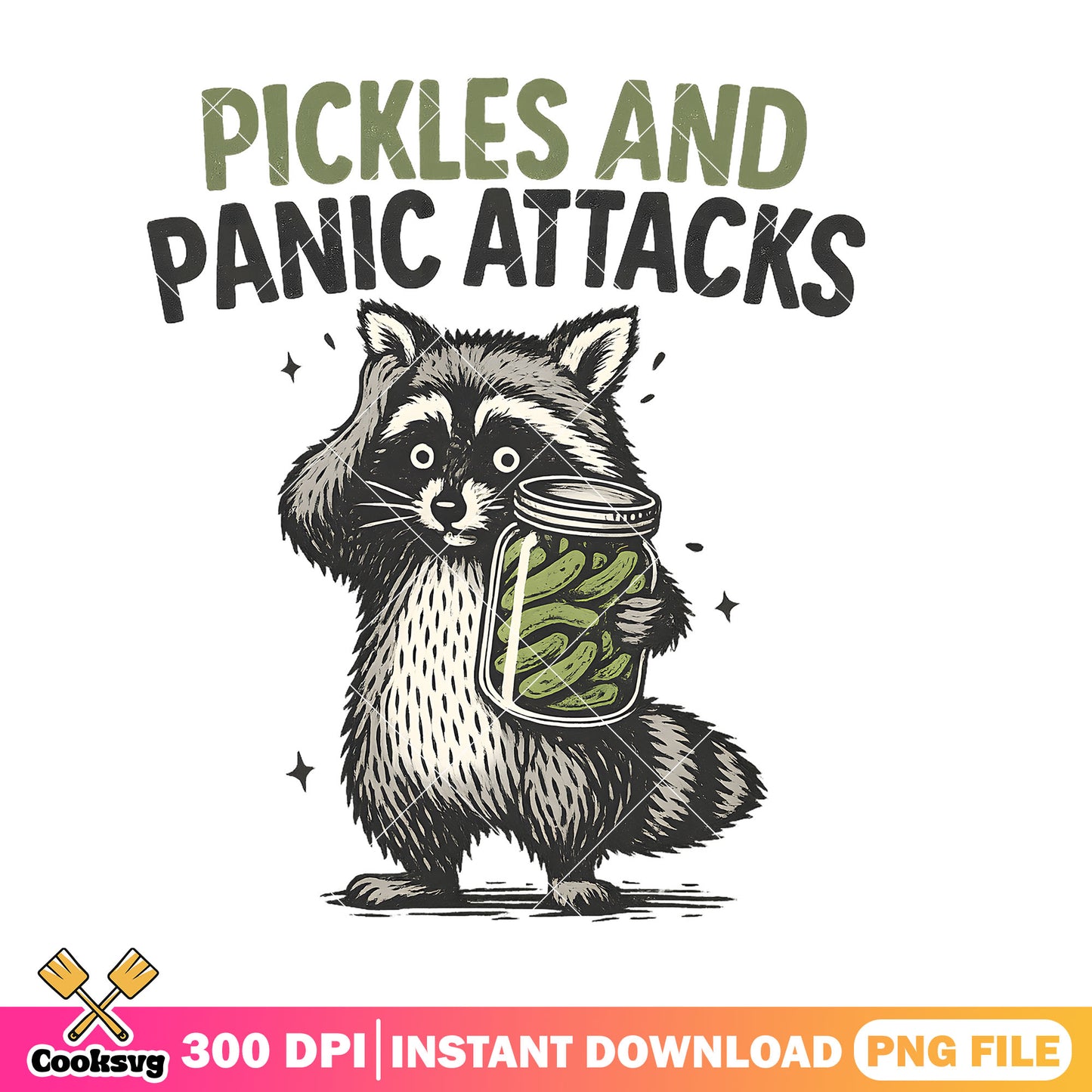 Pickles and panic attacks png, raccoon png, funny mental health png