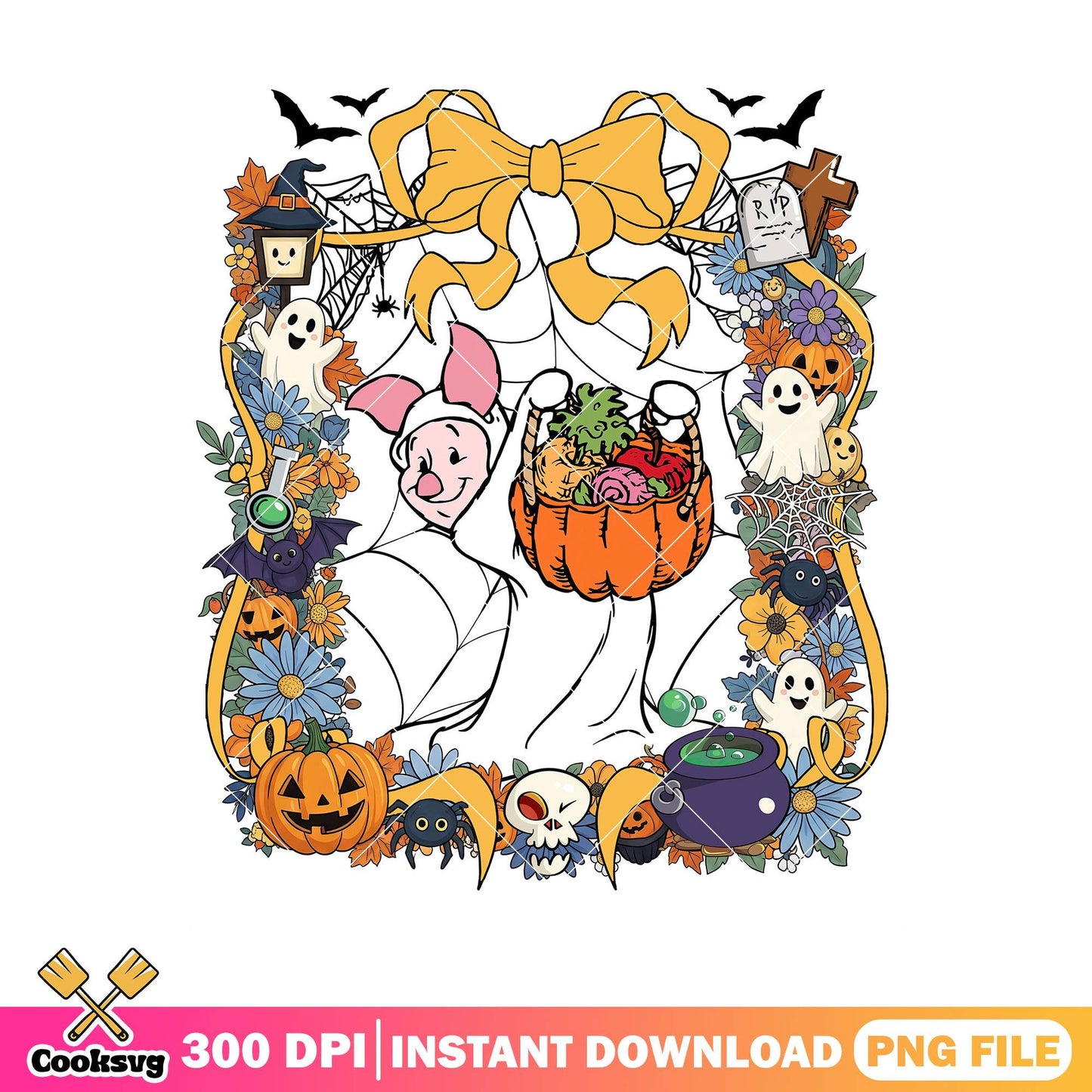 Piglet disney design png, disney piglet png, halloween piglet png
