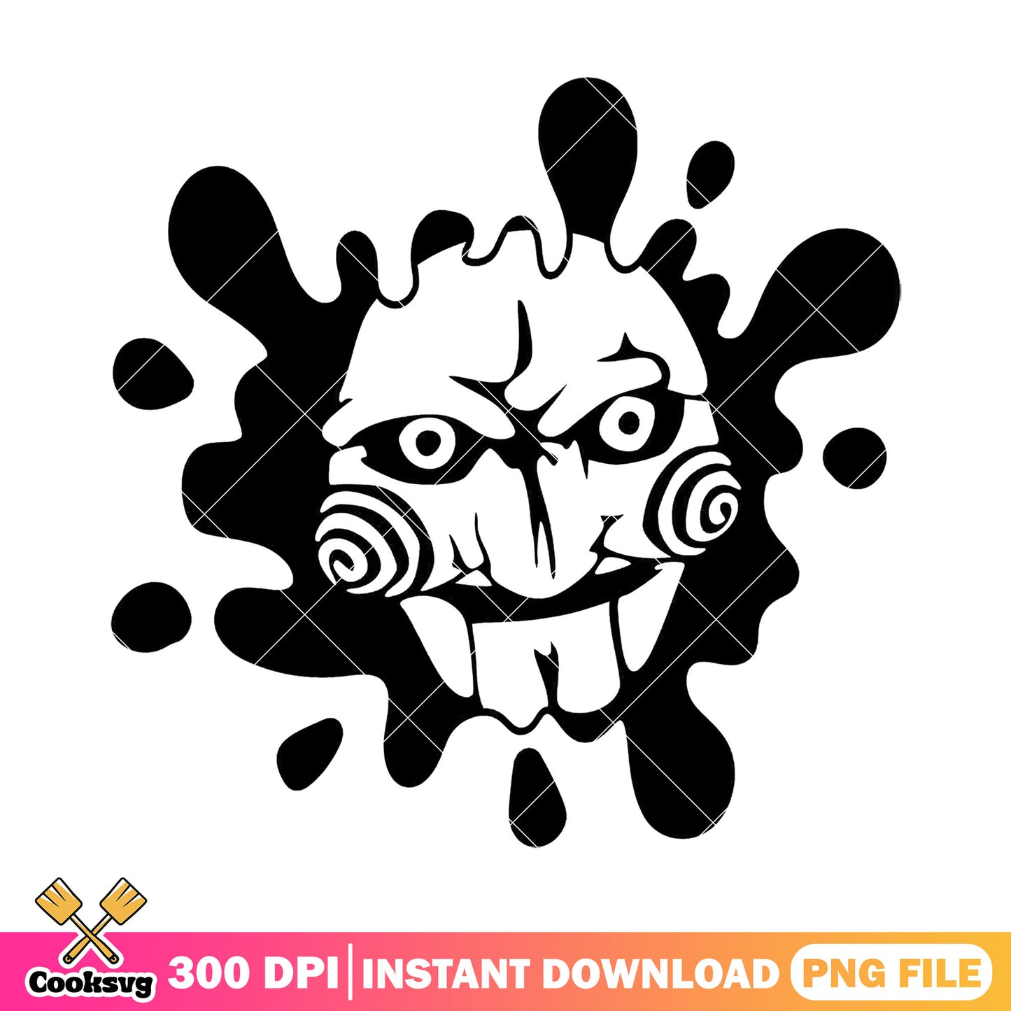 Pigsaw black blood design png, halloween movie series png