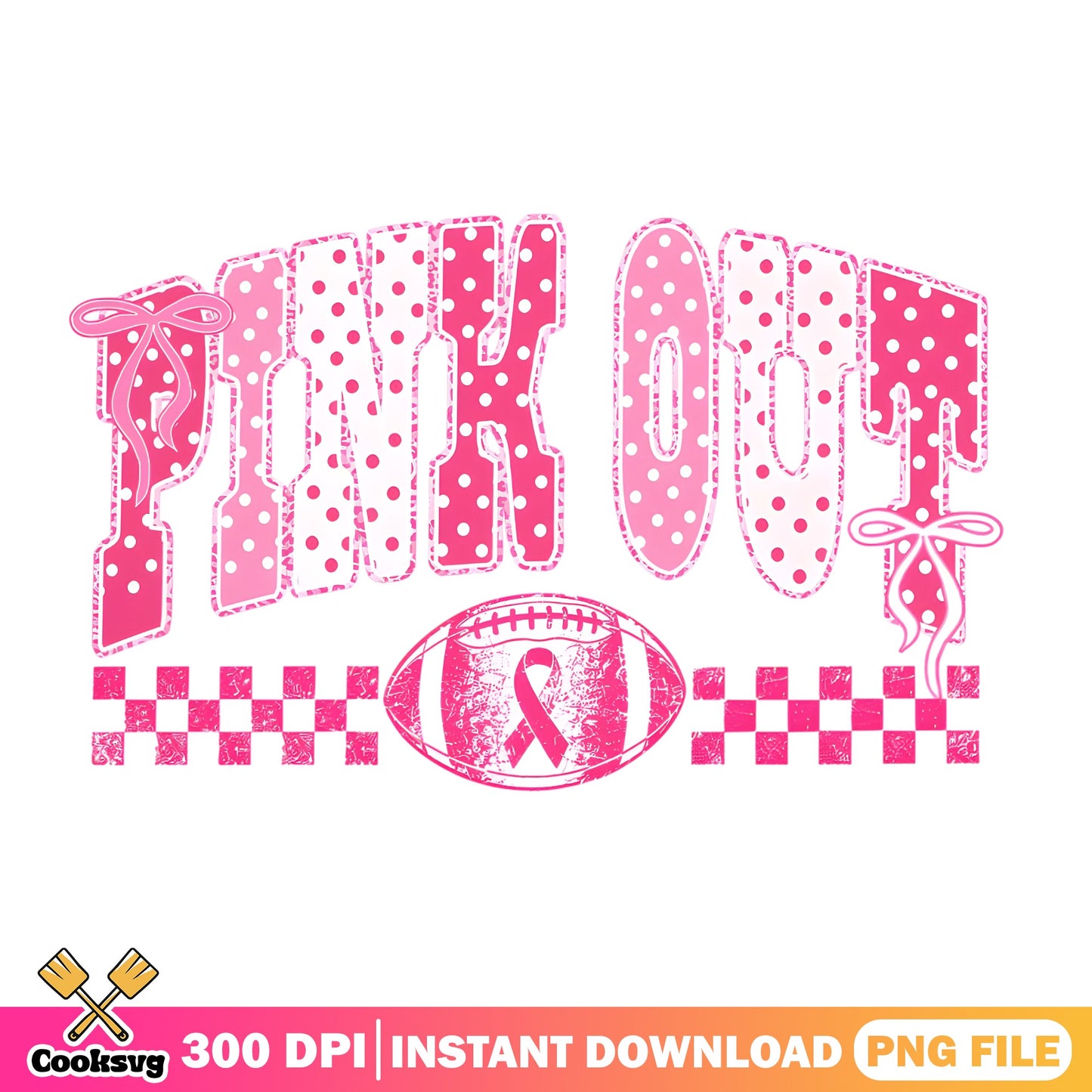 Pink Out Football Breast Cancer Awareness PNG, Ribbon PNG, Coquette PNG