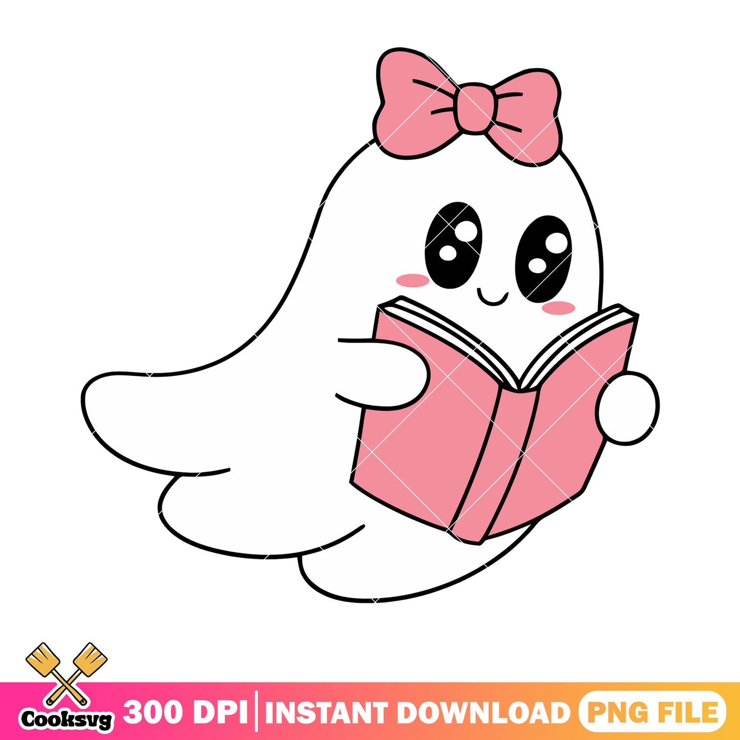 Pink bow tie book png, ghost costume png, halloween scary png