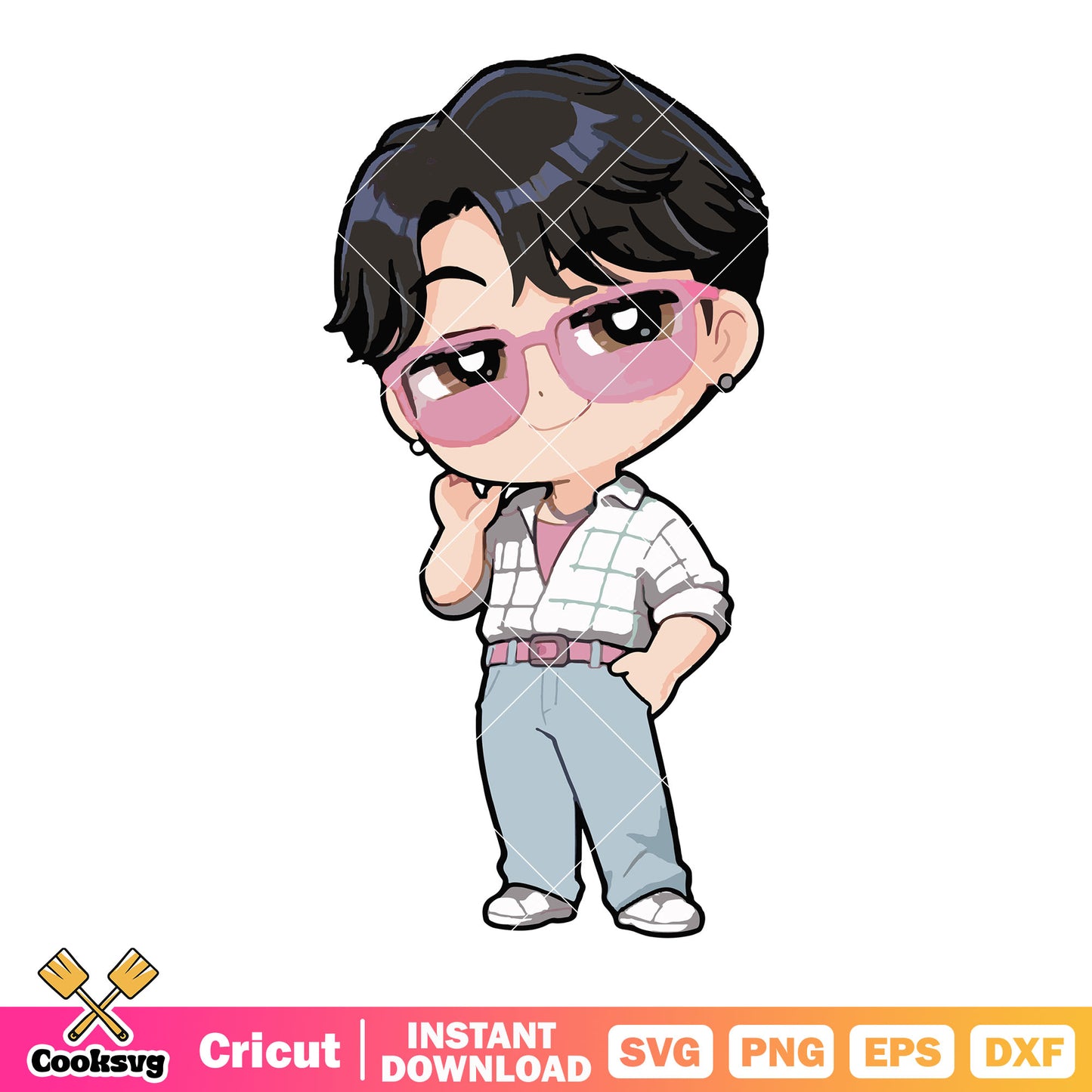 Pink glass jinu chibi svg, kpop netflix svg, jinu saja svg