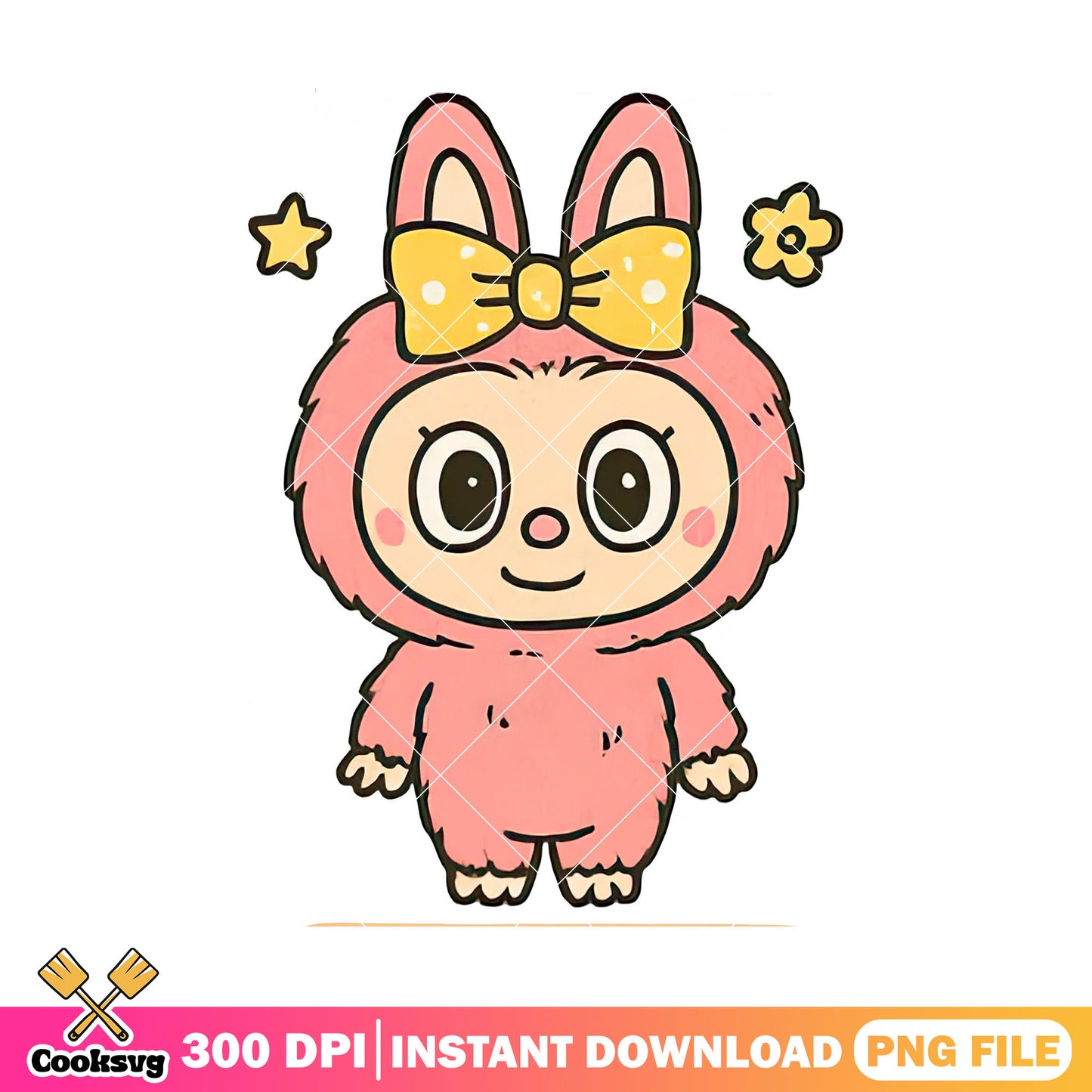 Pink labubu design png, labubu cute png, labubu monster png