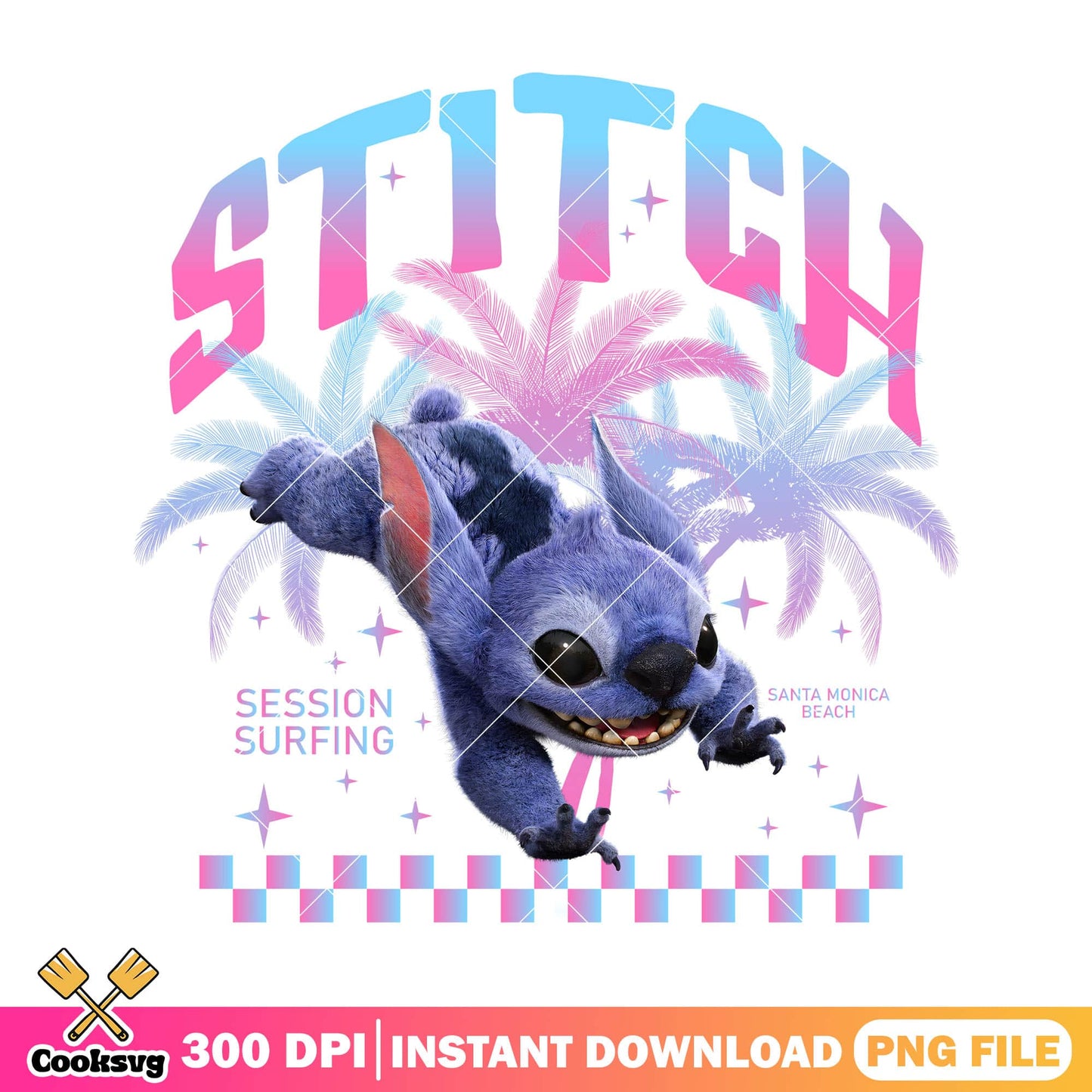 Pink lilo stitch session surfing design png, stitch vibes png, pink stitch png