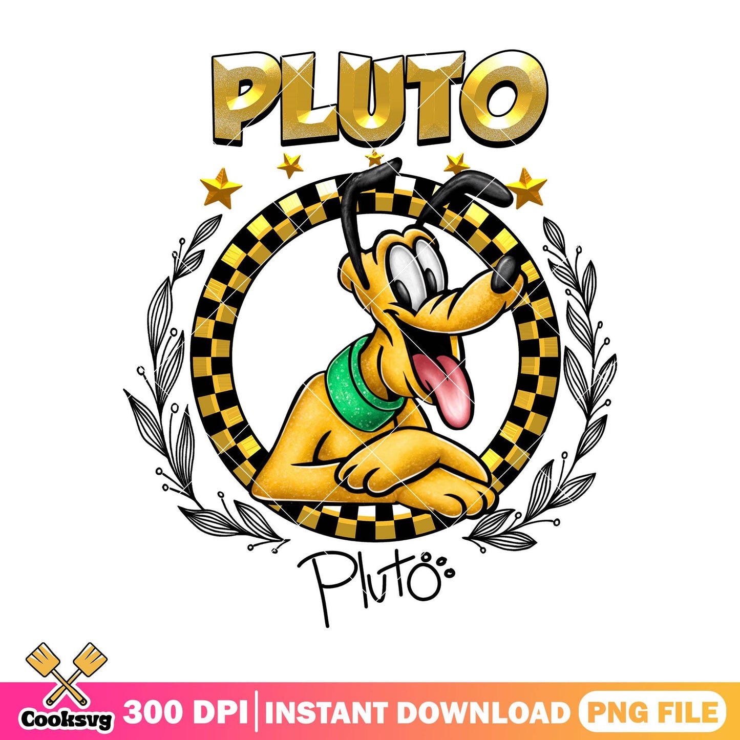 Pluto signature png, disney world png, disney characters png