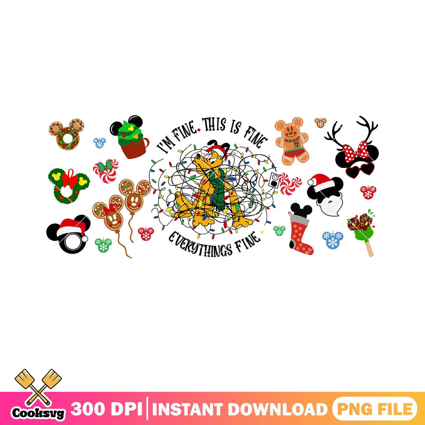 Pluto stuck in christmas lights png, pluto png, christmas sock png
