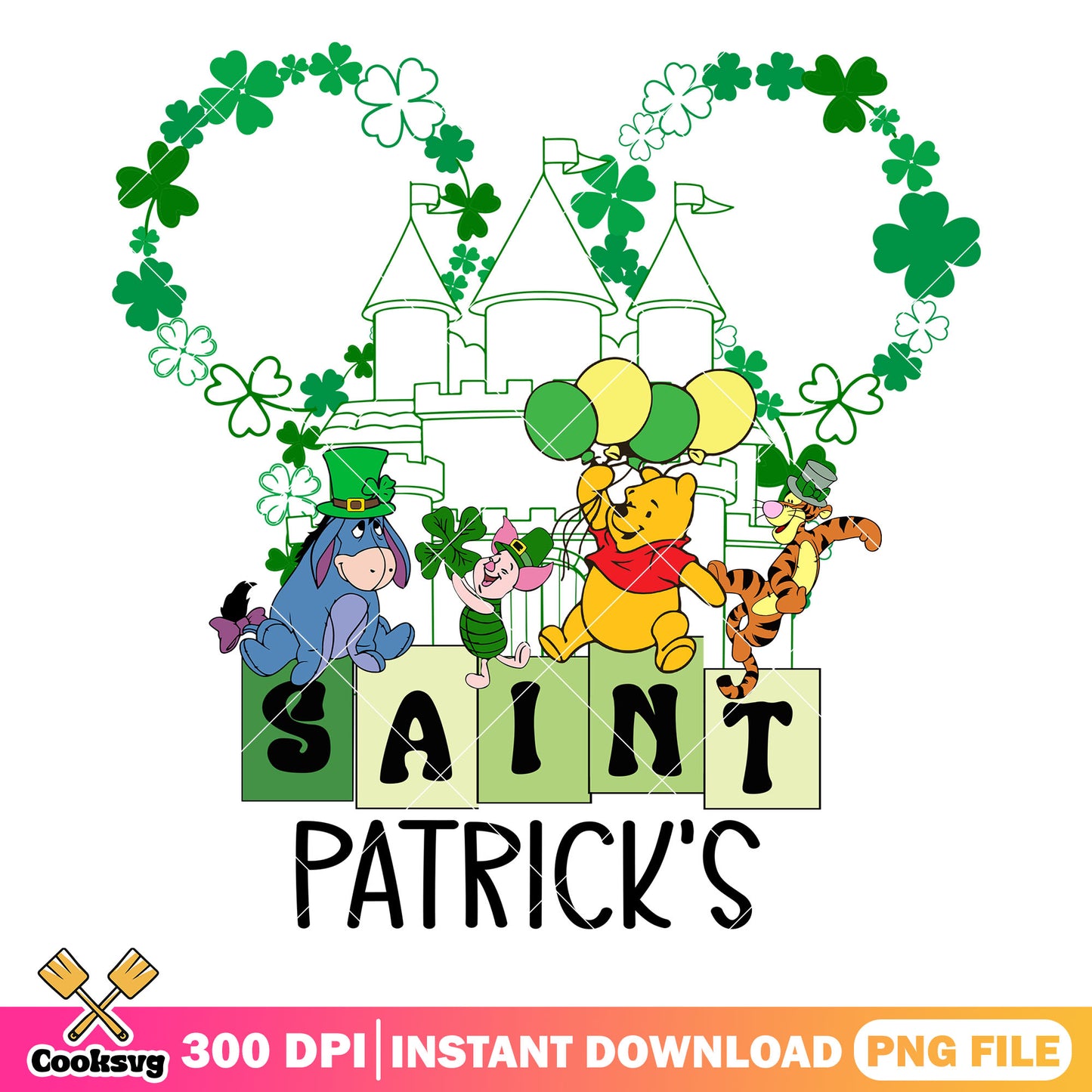 Pooh and friends saint patrick png, pooh and friends png