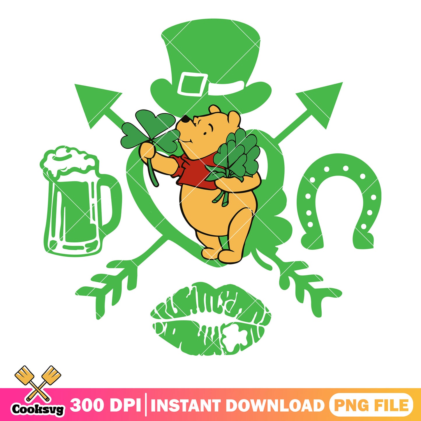 Pooh bear happy patrick day png, winnie the pooh a bear png