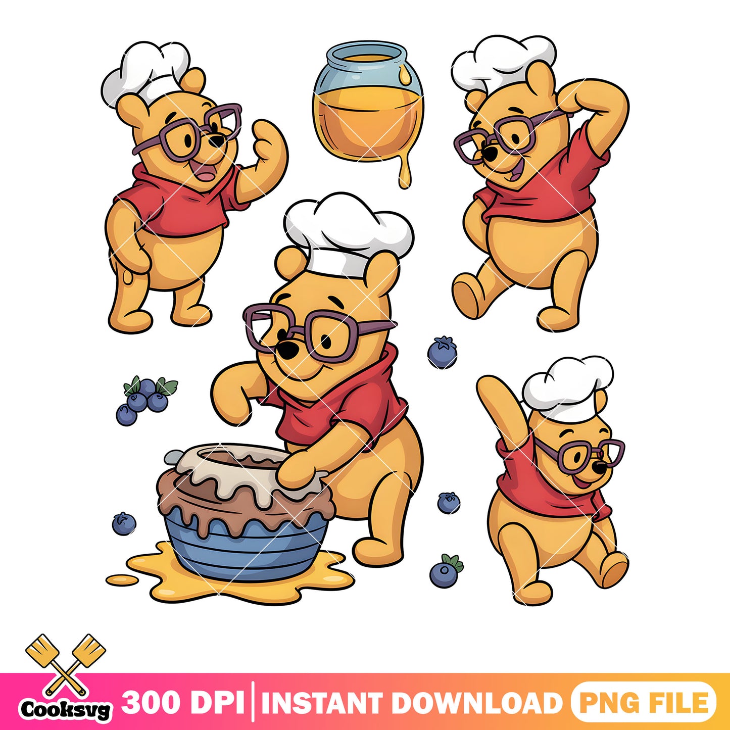 Pooh the nerd chef png, pooh bear png, winnie the pooh png