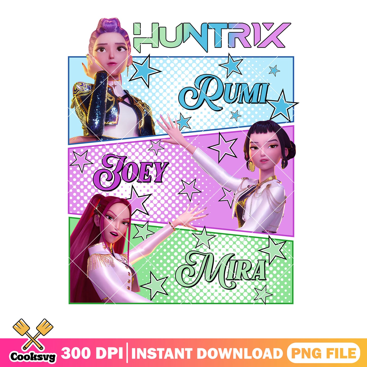 Poster huntrix pop art png, huntrix anime png, 3d render png