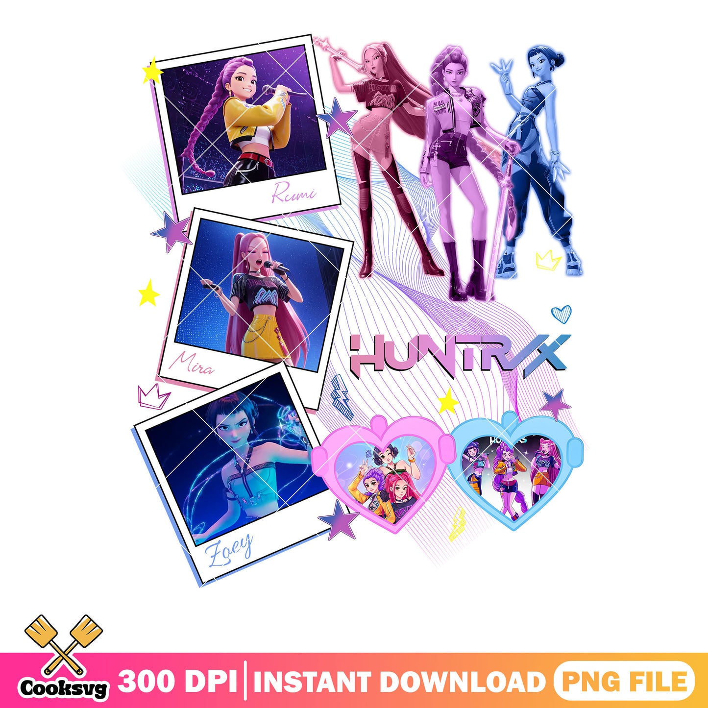 Poster of huntrix png, kpop demon hunters png, Huntrix girls png