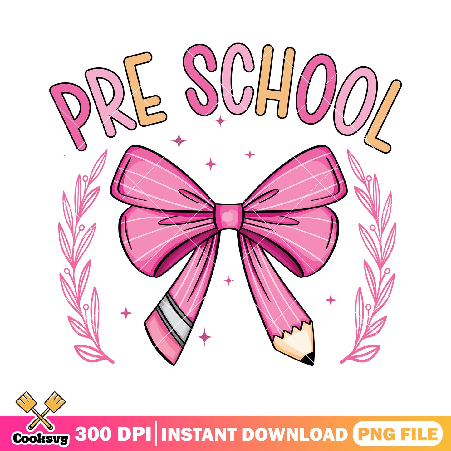Pre school pink bow png, color bow png, go back to school png