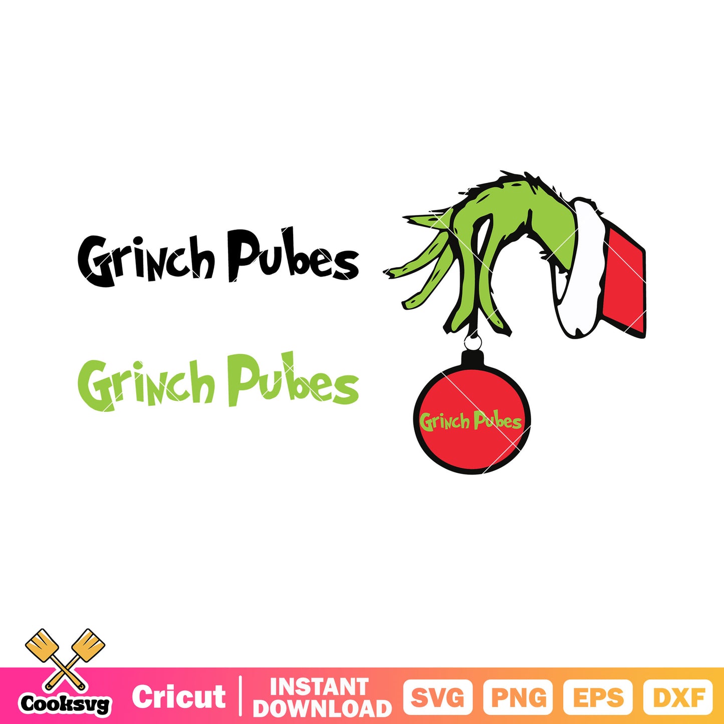 Pubes grinch svg, red santa claus costume svg, red ball svg