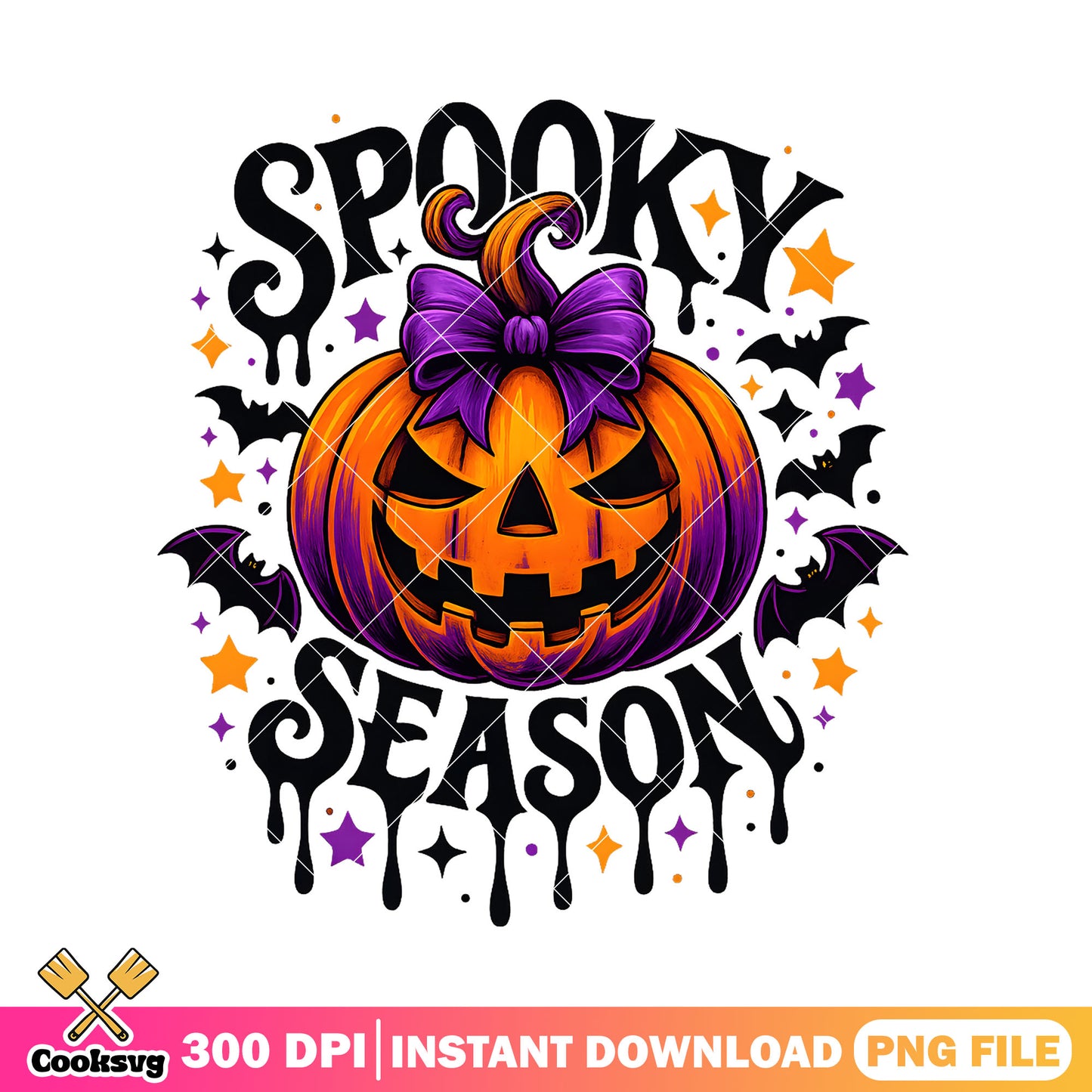 Pumpkin spooky season bow png, spooky halloween png, spooky season png
