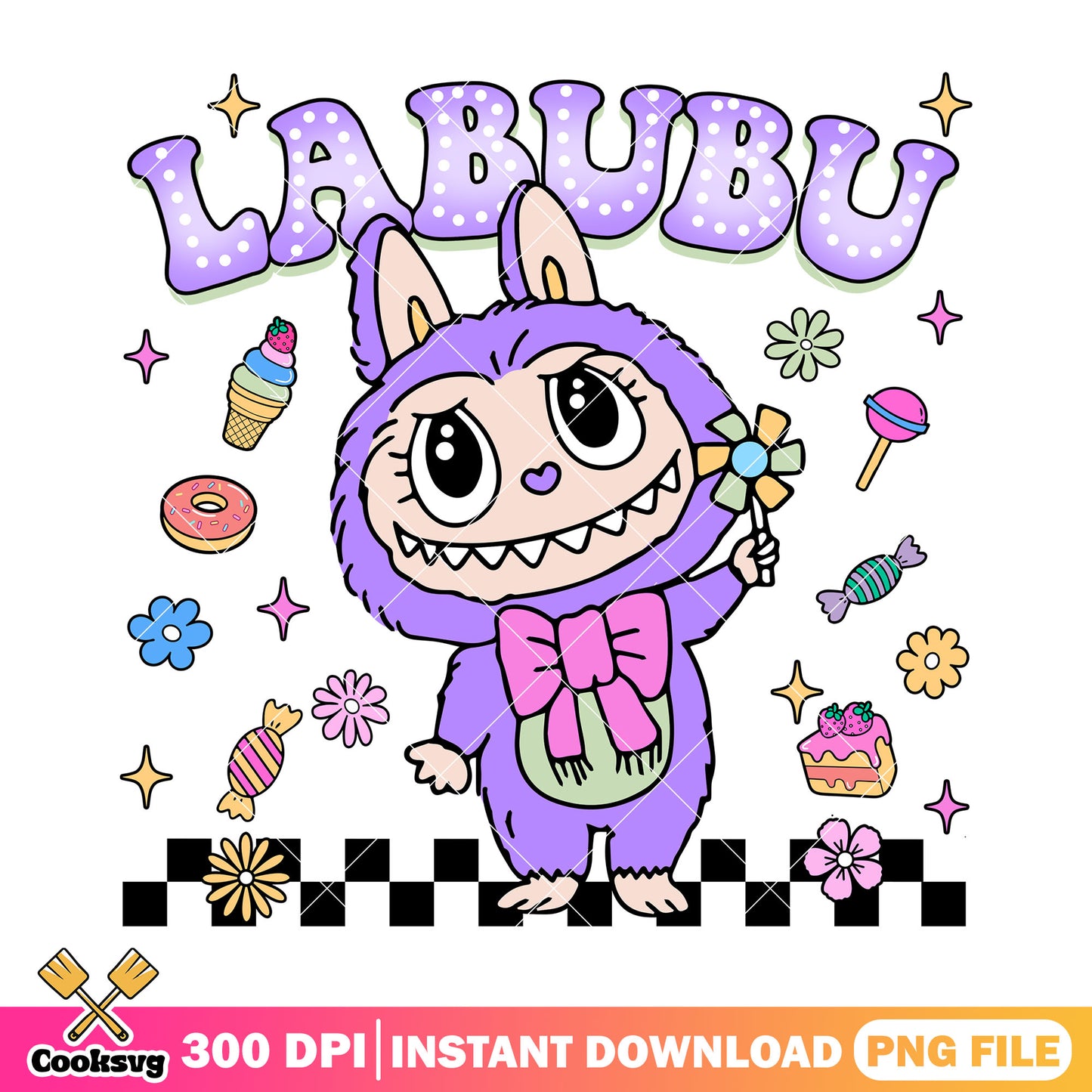 Purple labubu monster design png, labubu standing png, labubu popmart png