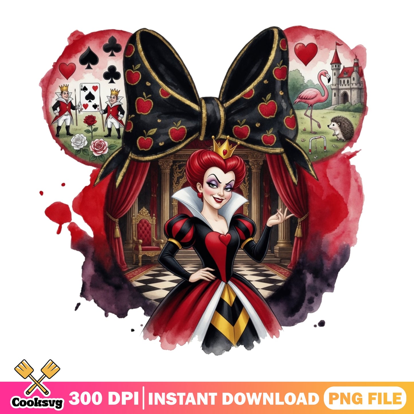Queen Of Hearts PNG, Disney Villain Bow PNG, Alice In Wonderland PNG